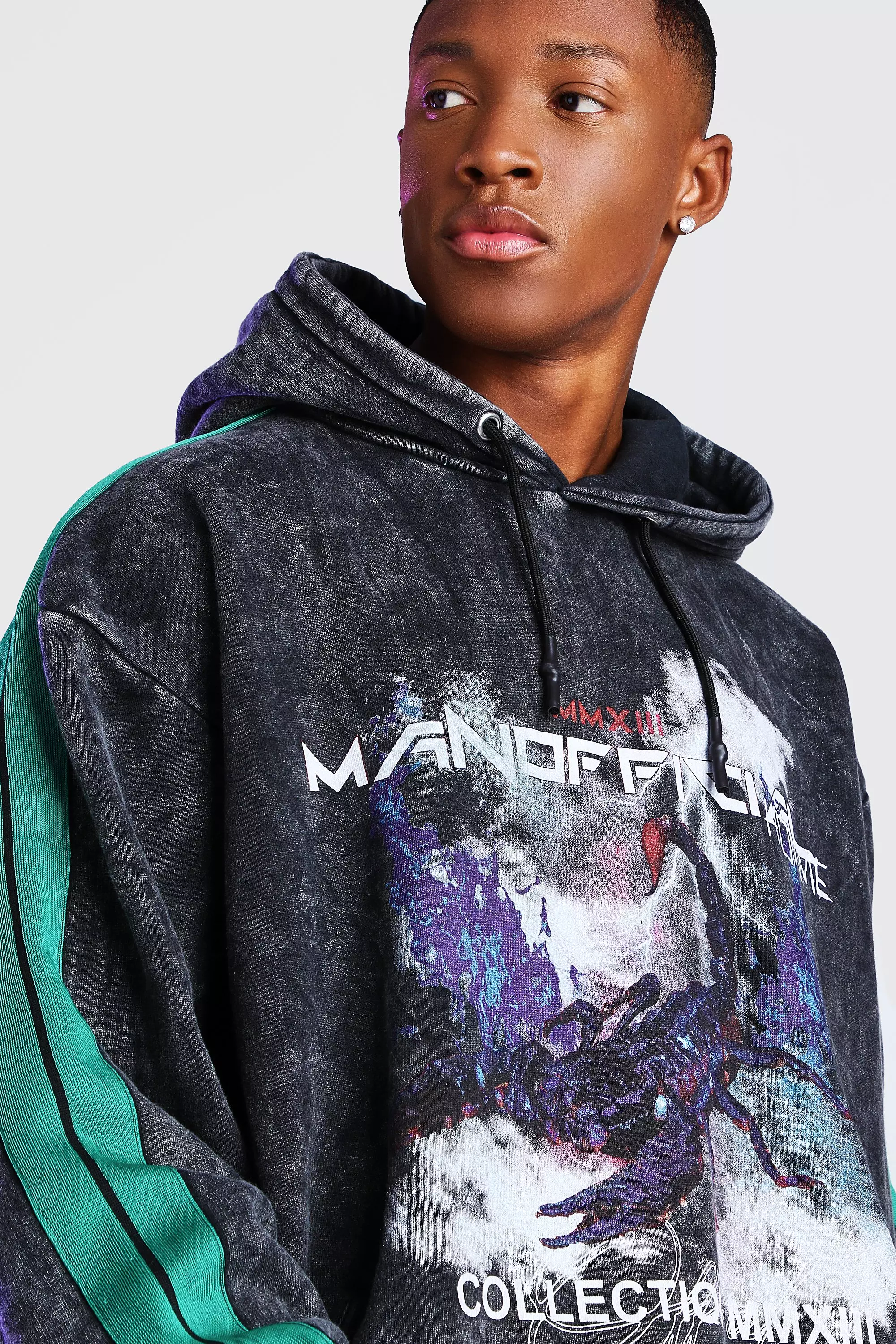 Boohooman acid wash online hoodie