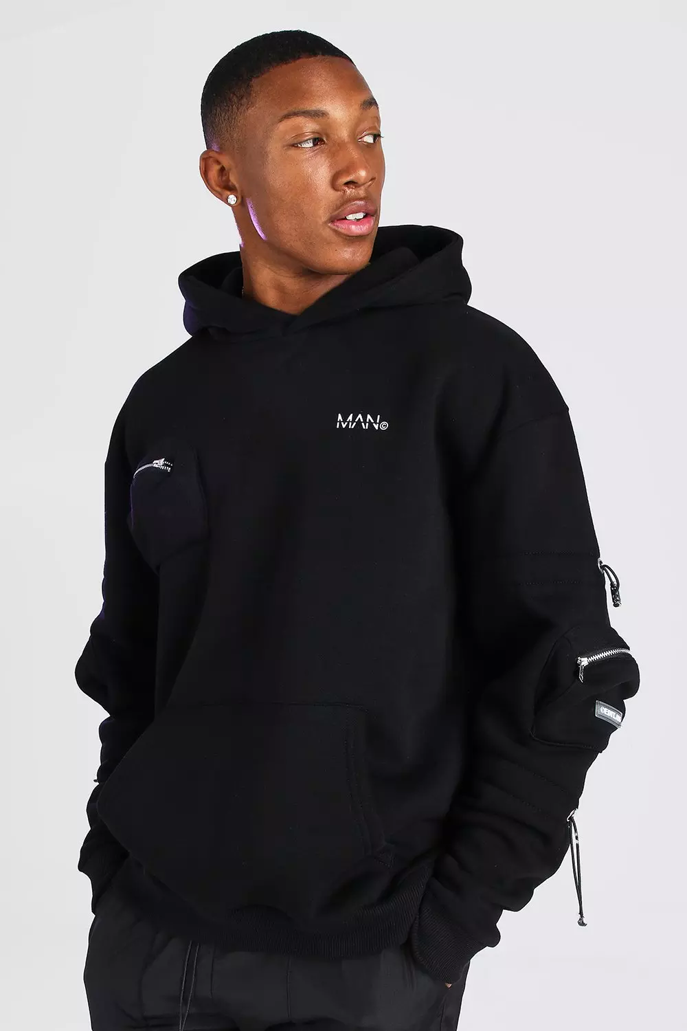 Mens Black Hoodies & Pullovers.