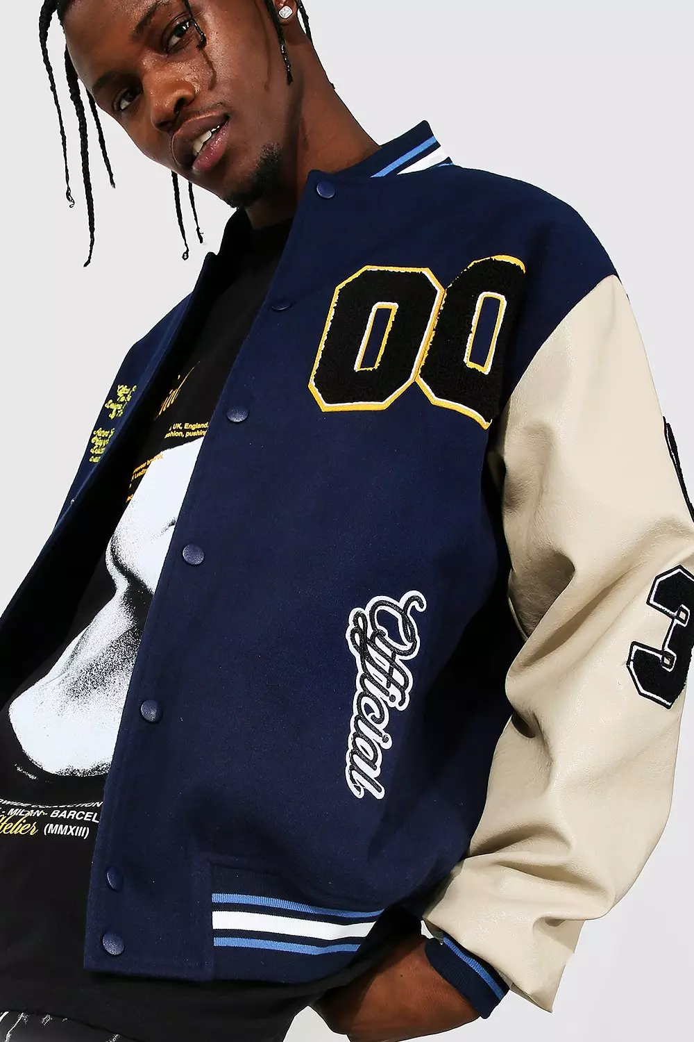 Navy Varsity Bomber Jacket