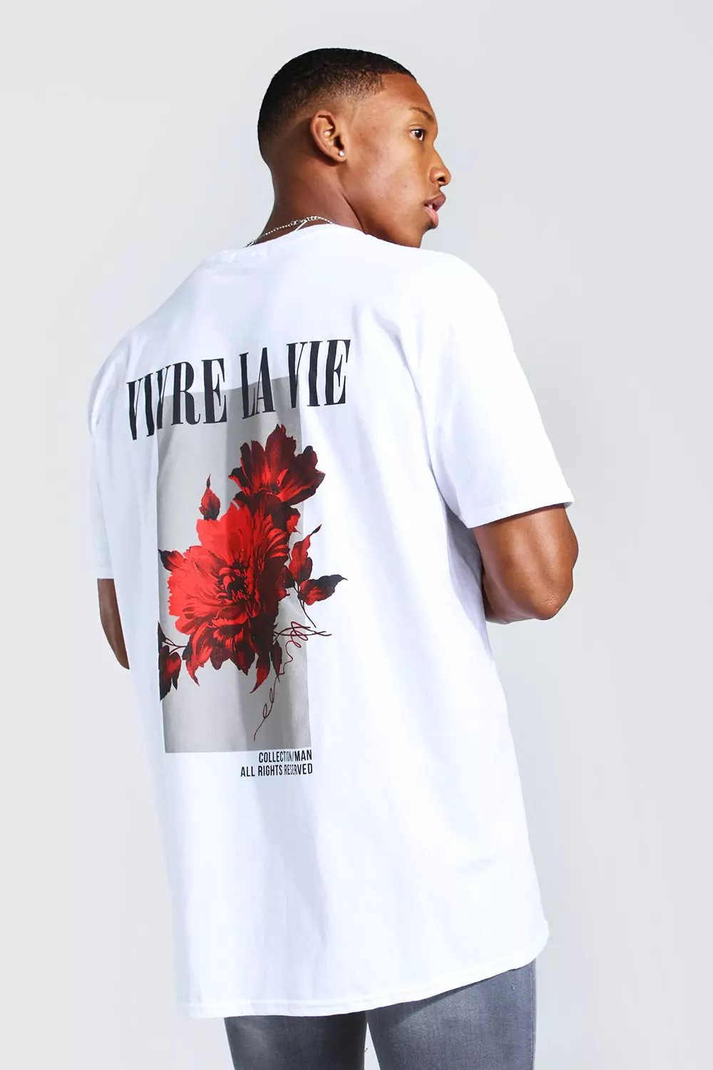 Oversized Floral Back Print T-Shirt