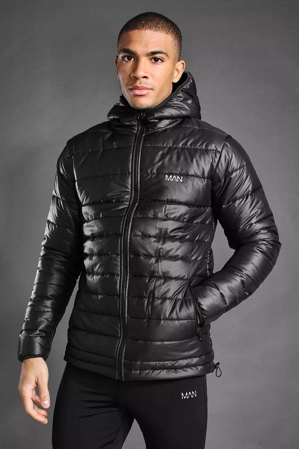 Emporio Armani Puffy Down Jacket With Hood in Grey for Men