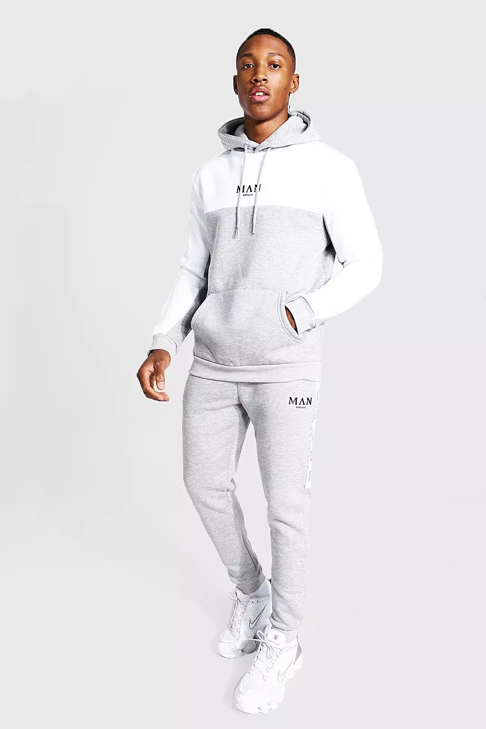 Boohooman tracksuit sale grey