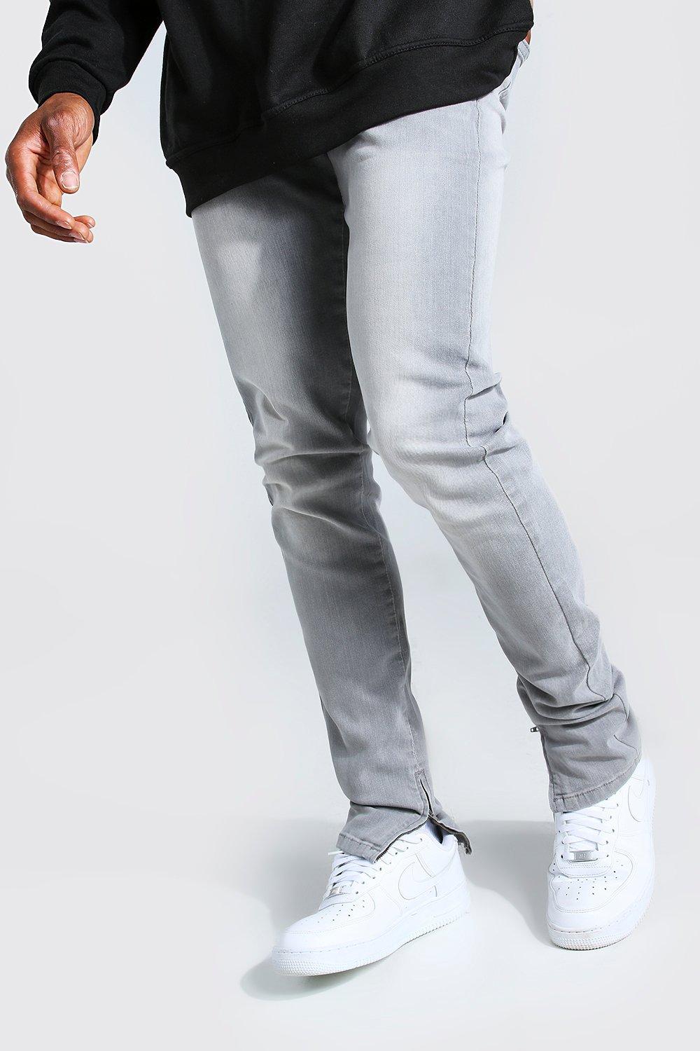 grey stacked jeans mens