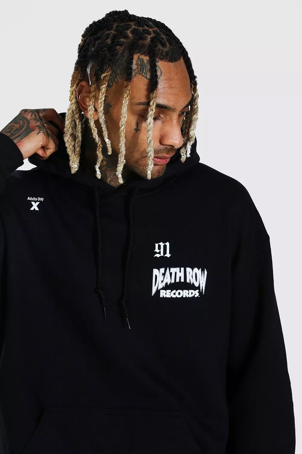 Oversized Death Row Lightening License Hoodie boohooMAN UK