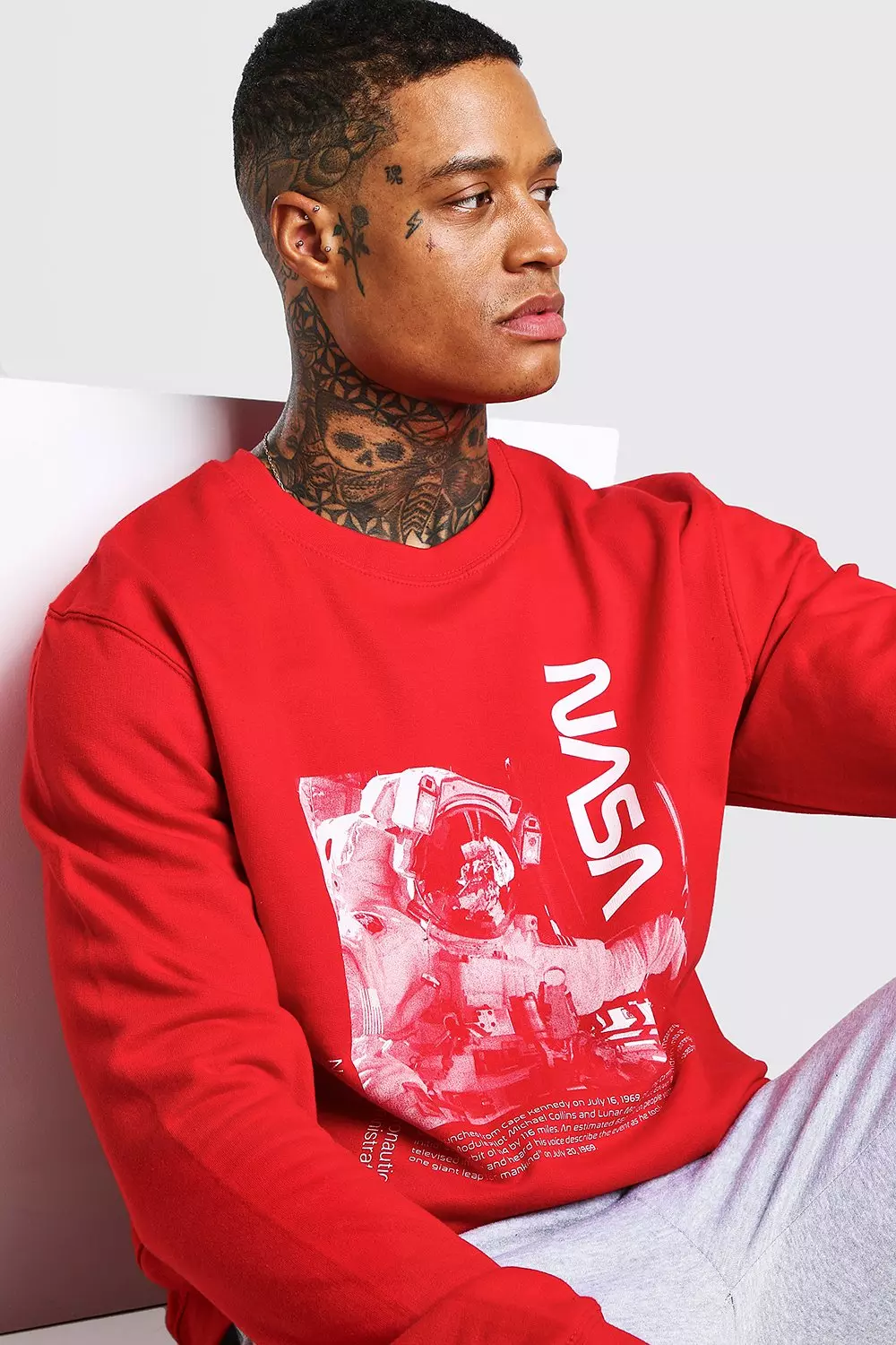 Oversized NASA Print License Sweatshirt boohooMAN USA