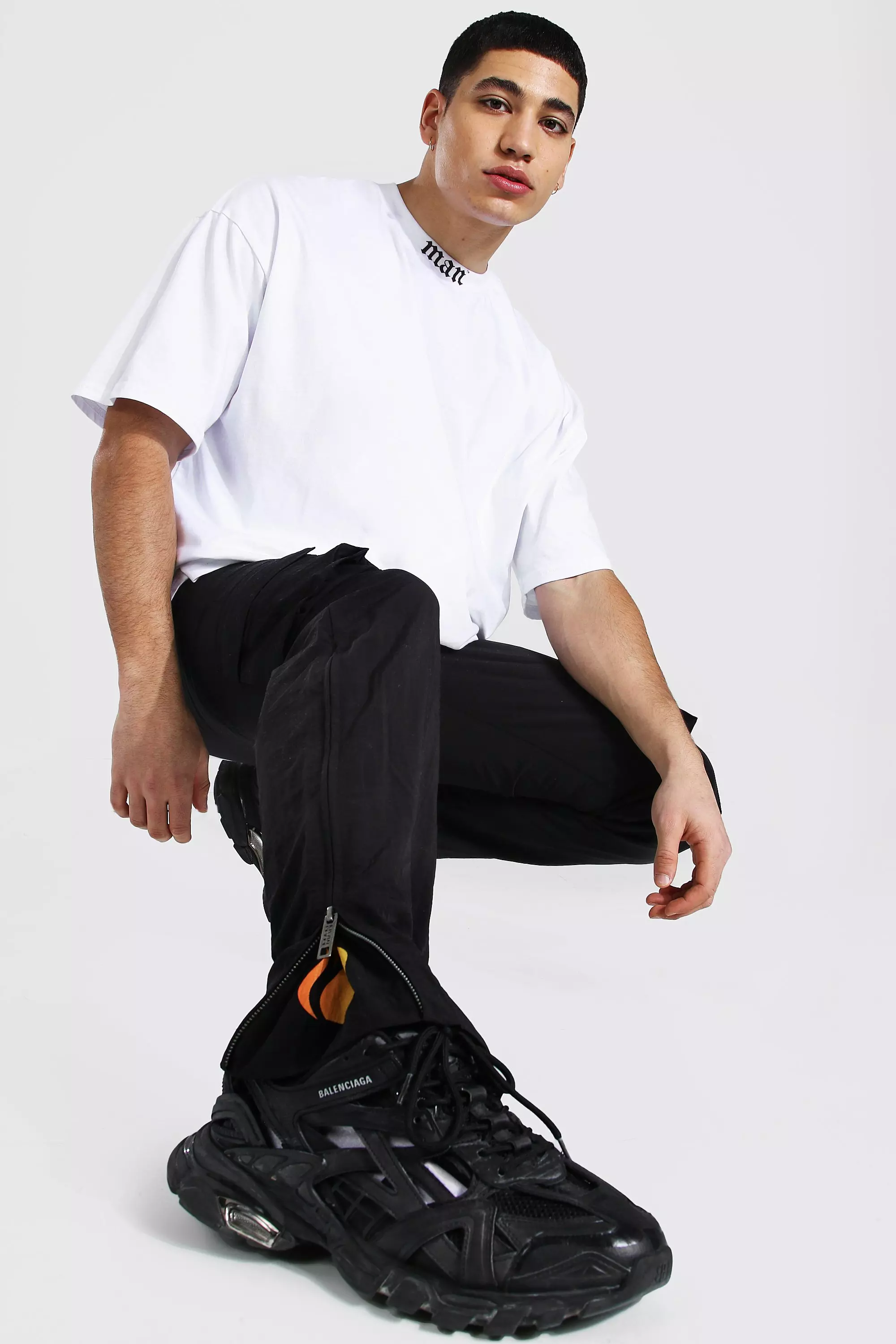 Crinkle Shell Straight Leg Cargo Pants