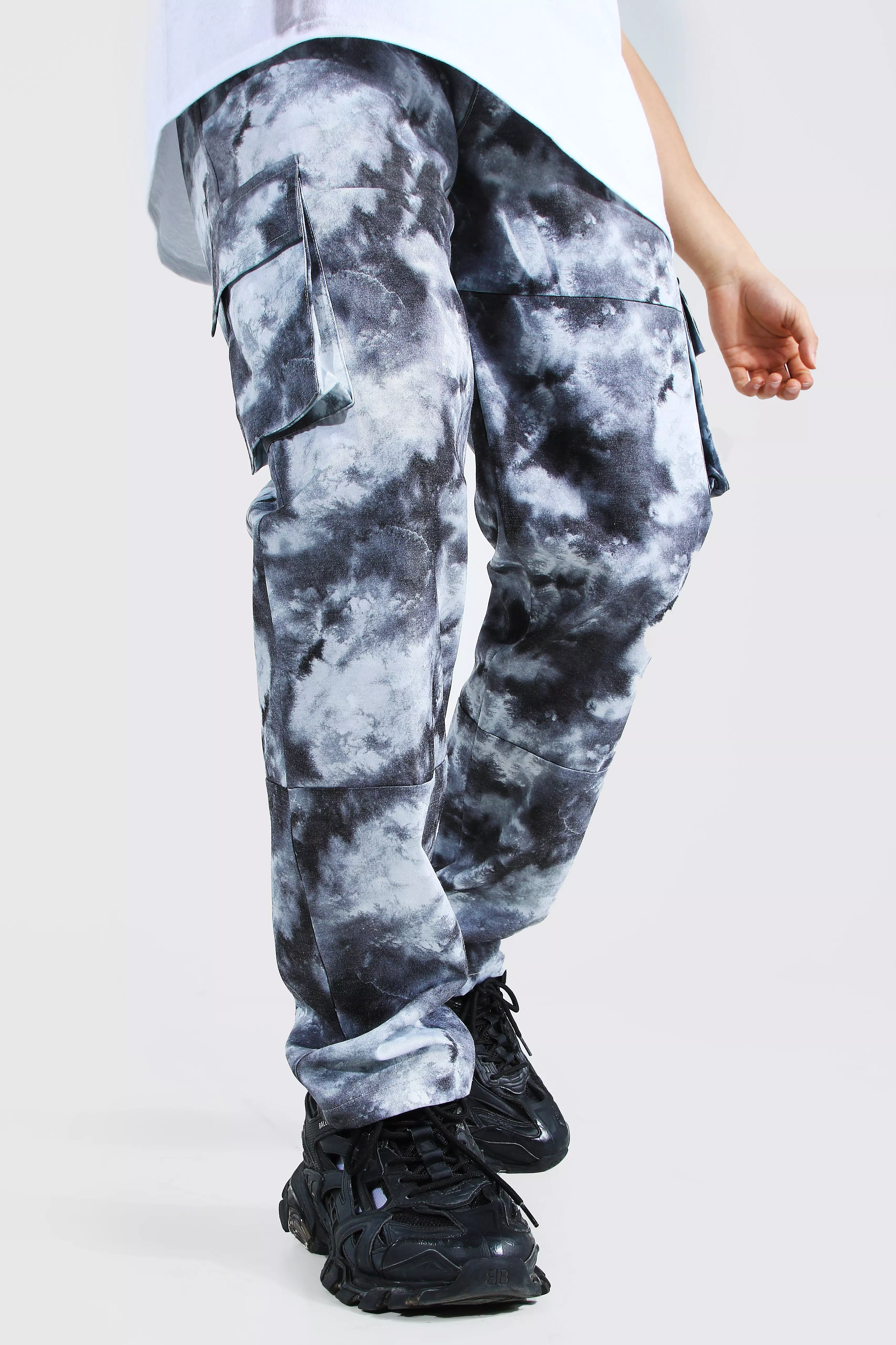 Relaxed Fit Twill Marble 3D Pocket Cargo Pants