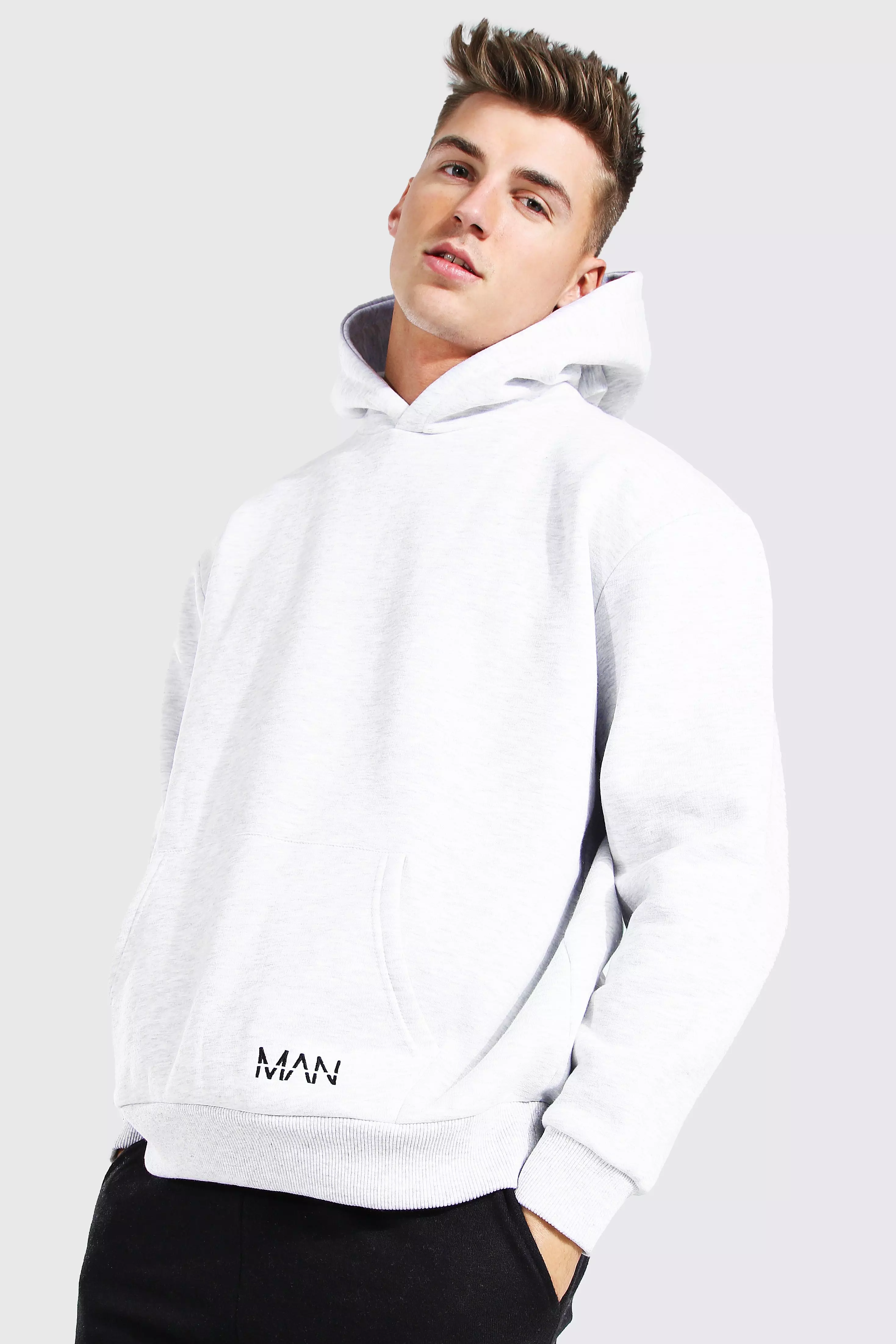 Boohooman discount hoodie white