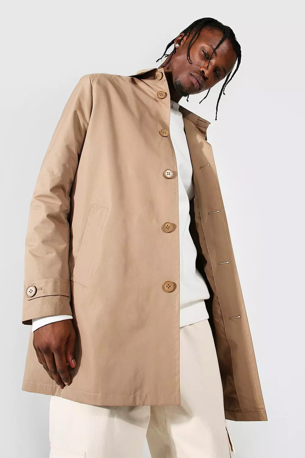 Mens single hotsell breasted mac coat