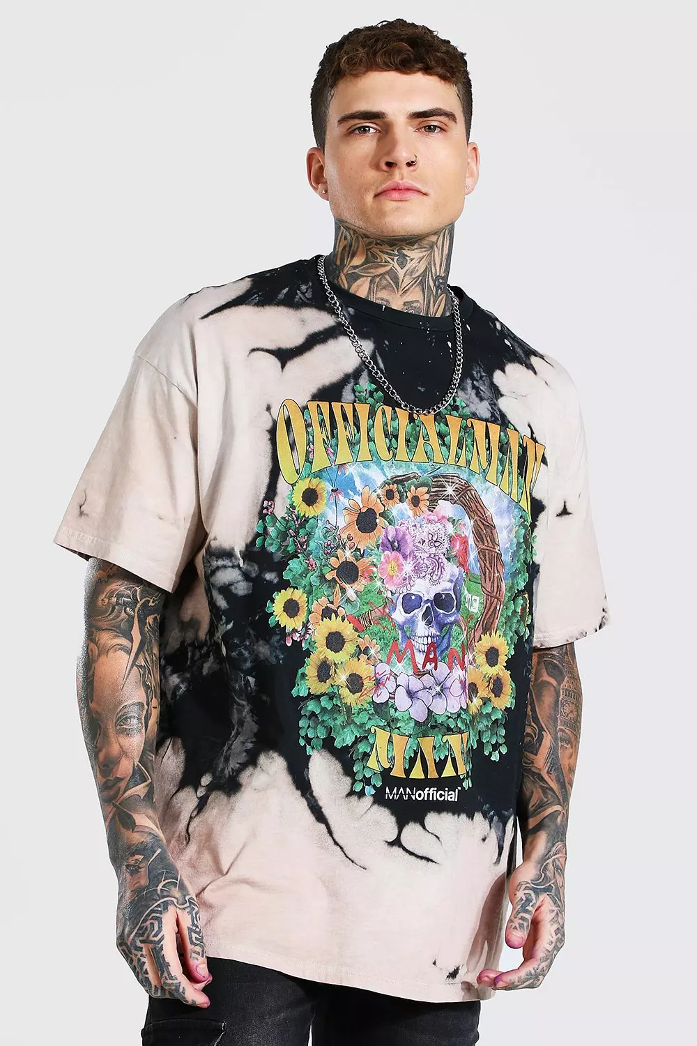 Oversized Man Floral Tie Dye T-shirt | boohooMAN UK