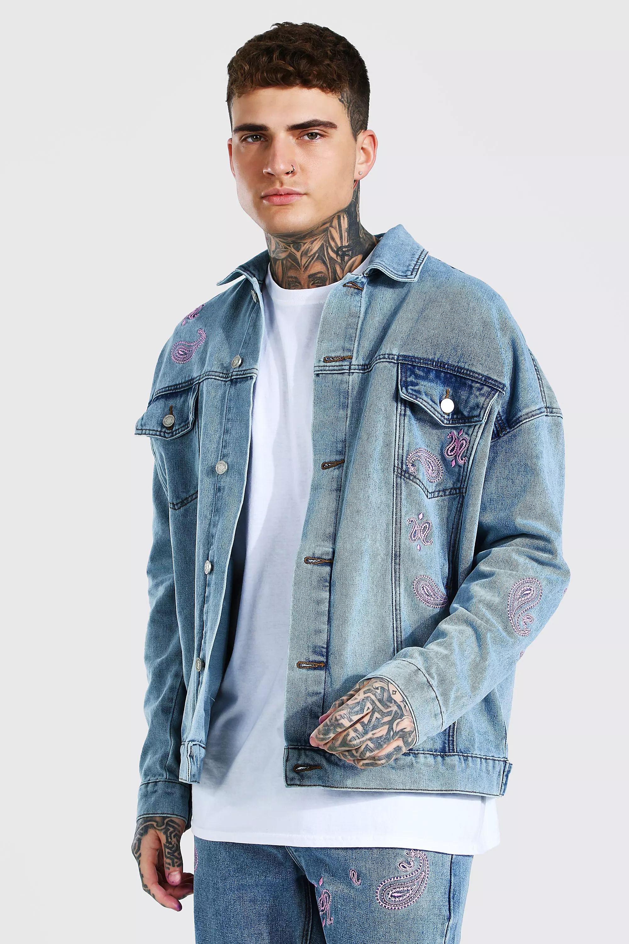 ASOS Oversized Denim Jacket In Teal in Green for Men