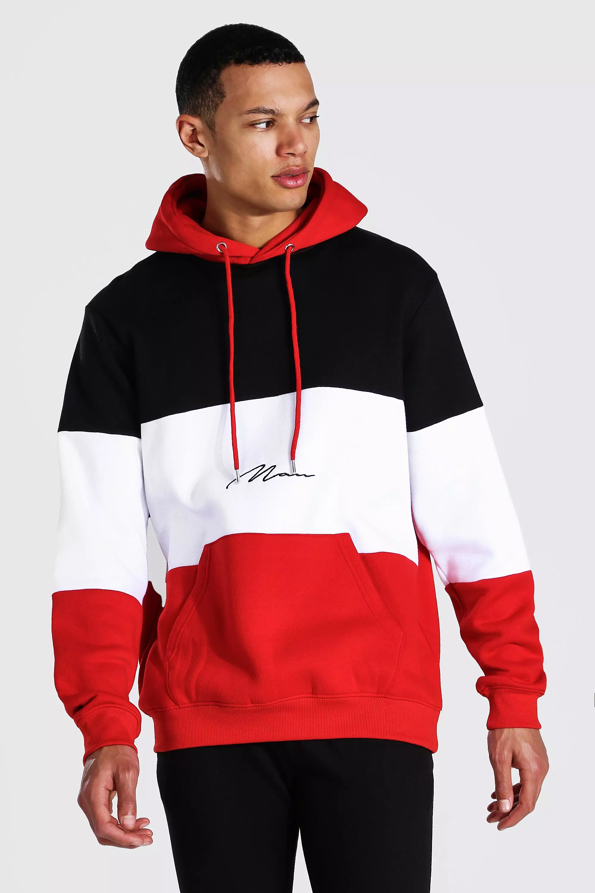 Man Signature Colour Block Hoodie