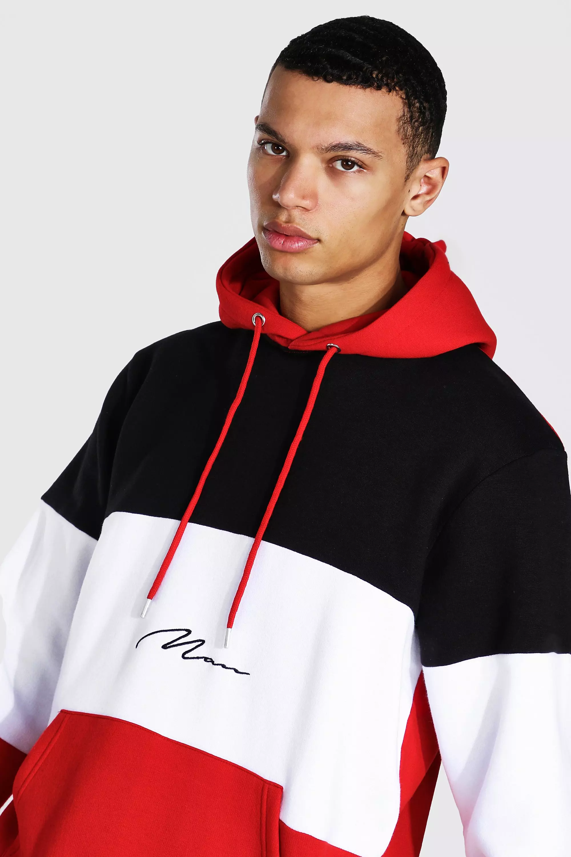 Man Signature Colour Block Hoodie