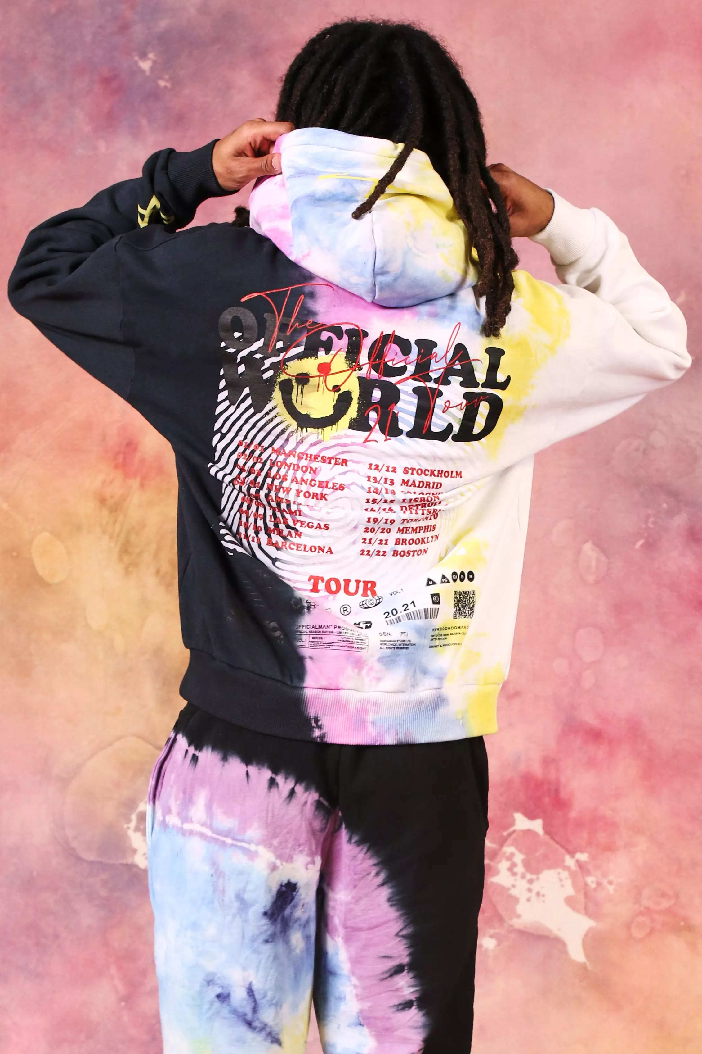 Oversized Worldwide Drip Face Tie Dye Hoodie