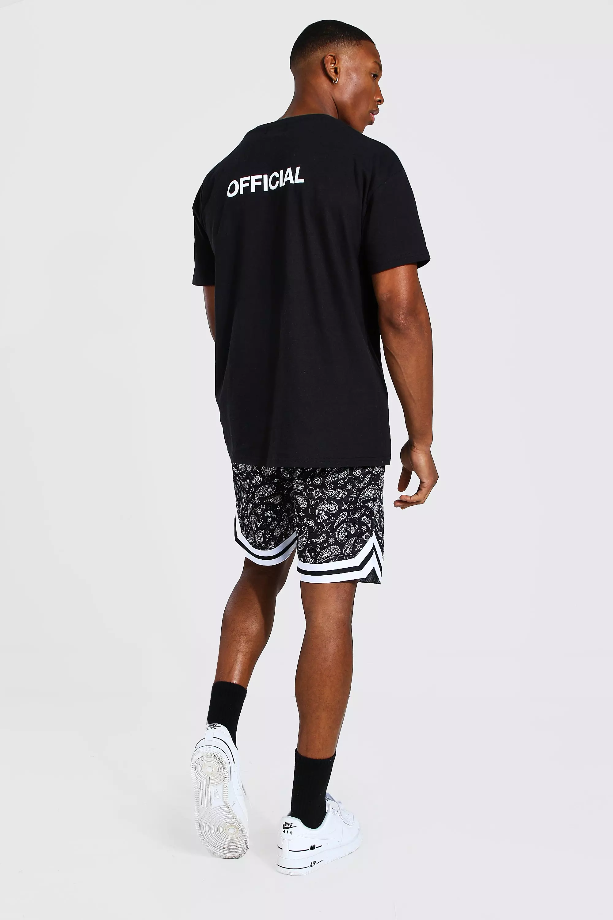 MM MASMIG Black Sun Printed Basketball Shorts with Zipper Pockets
