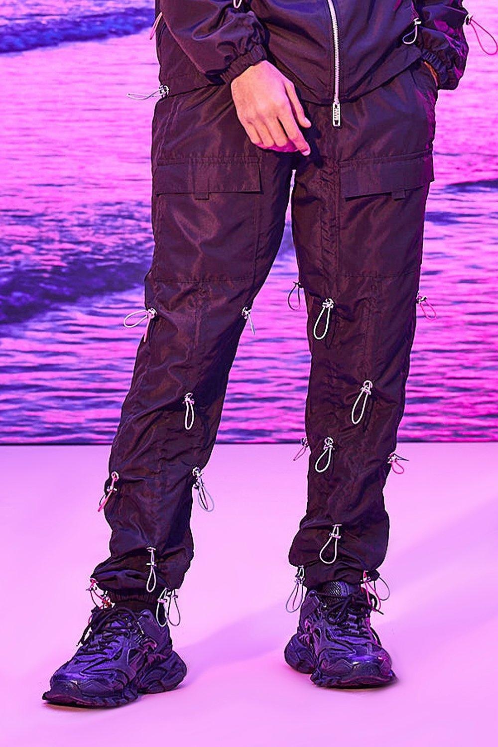 black shell cargo trousers