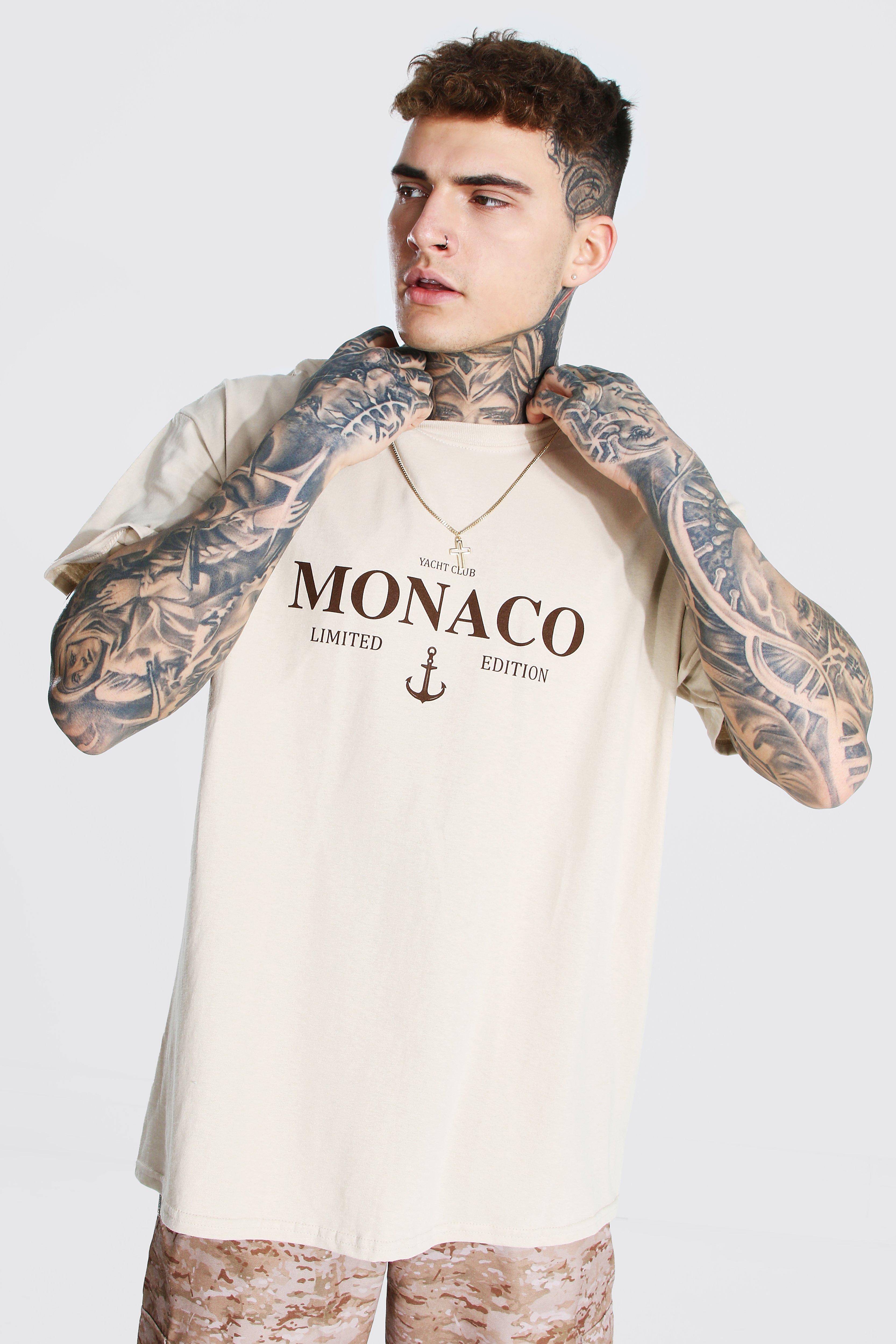 Mens Beige Oversized Monaco Limited Edition T-shirt, Beige