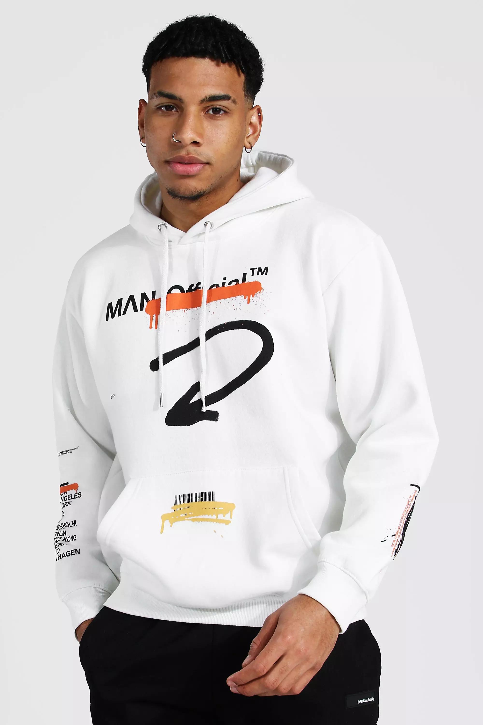 Loose Fit Man Worldwide Print Hoodie