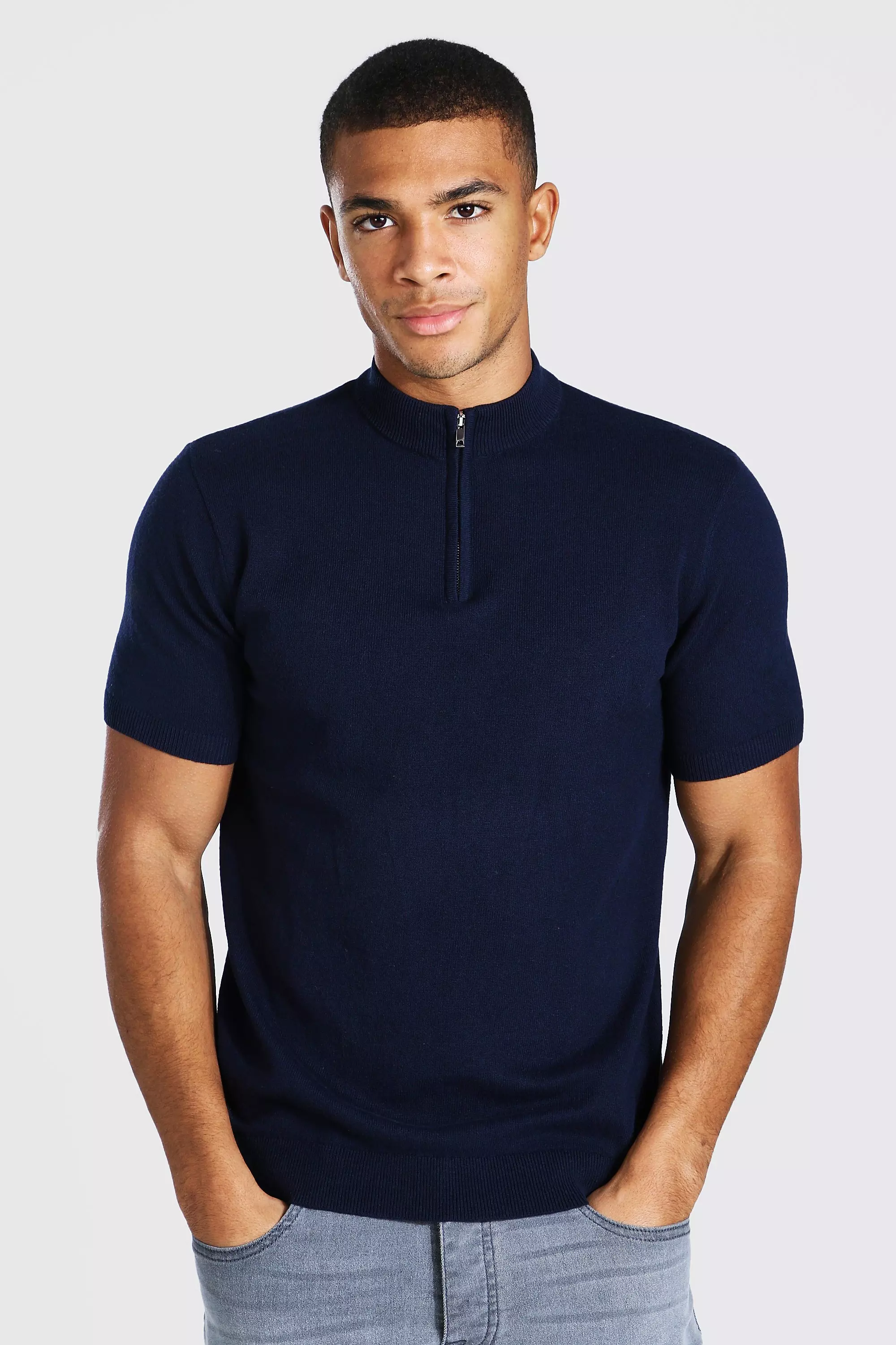 Short sleeve shop polo neck sweater