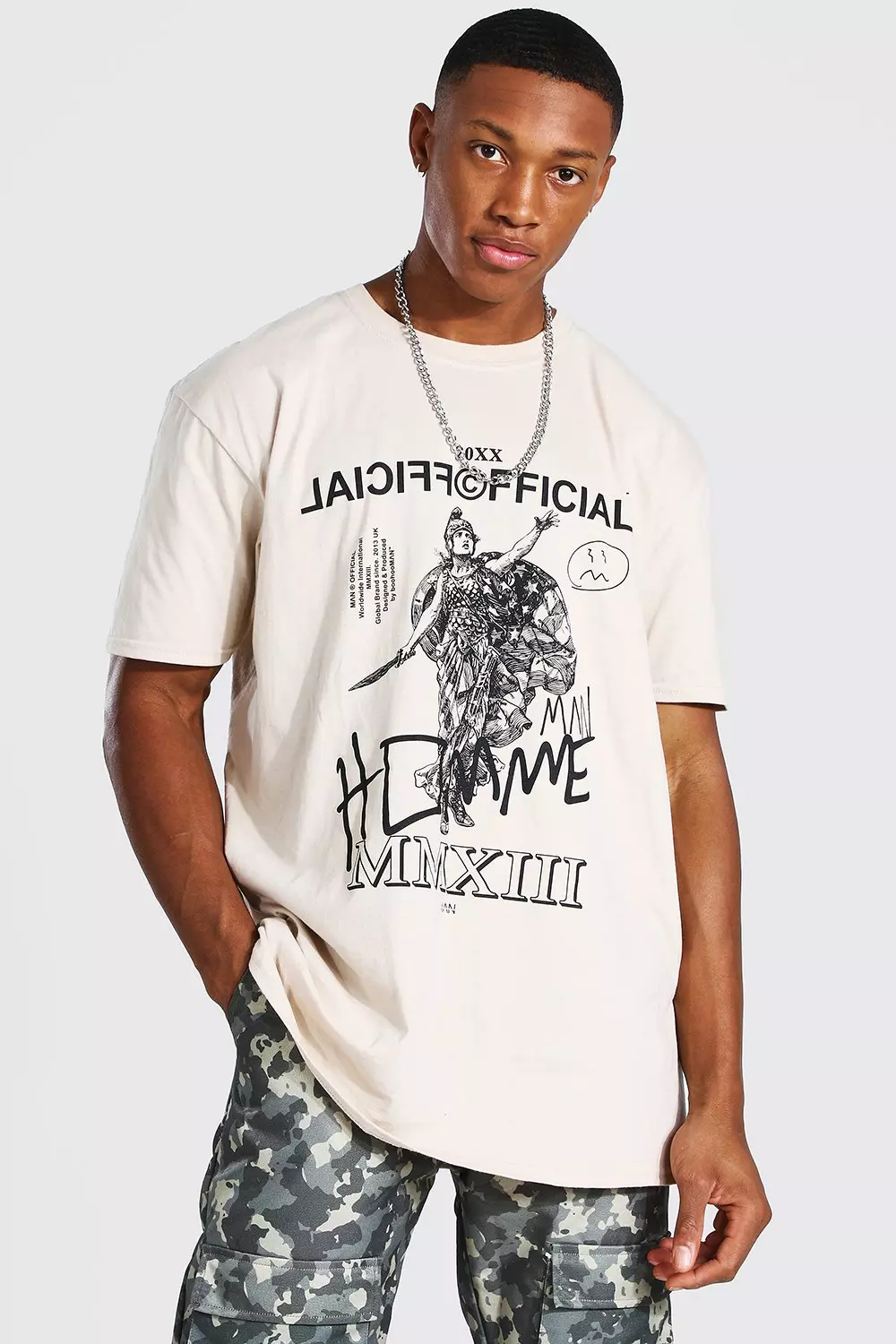 Oversized Official Homme Scribble Print T shi