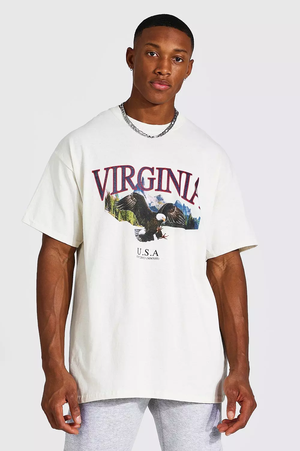 Oversized Virginia Eagle Print T shirt