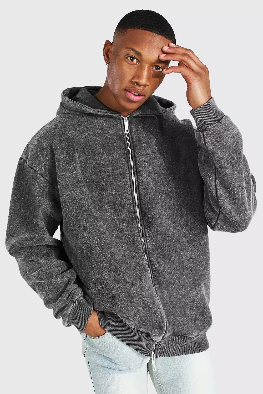 Zip discount hoodie oversized