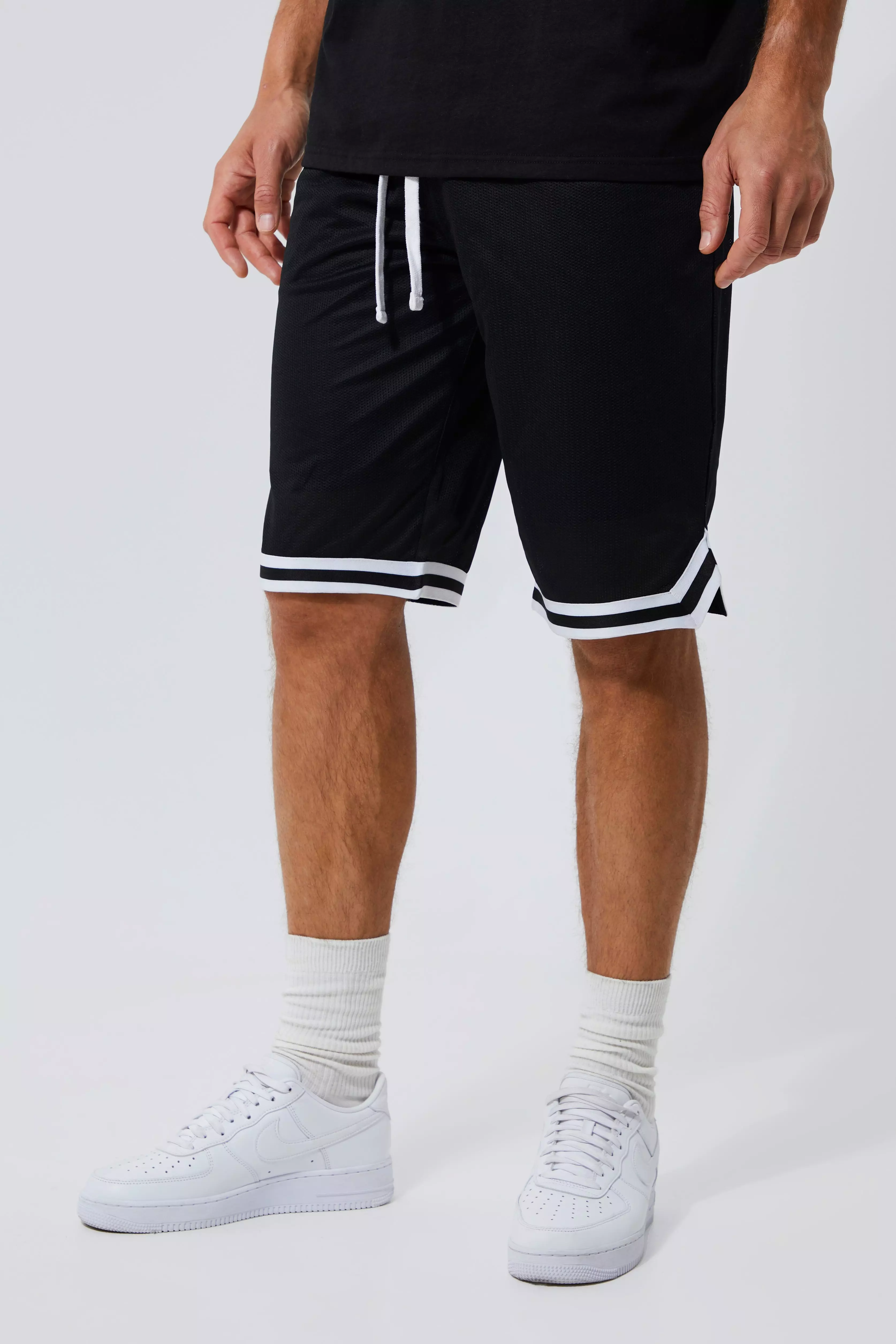 Short Length Mesh Basketball Shorts With Tape