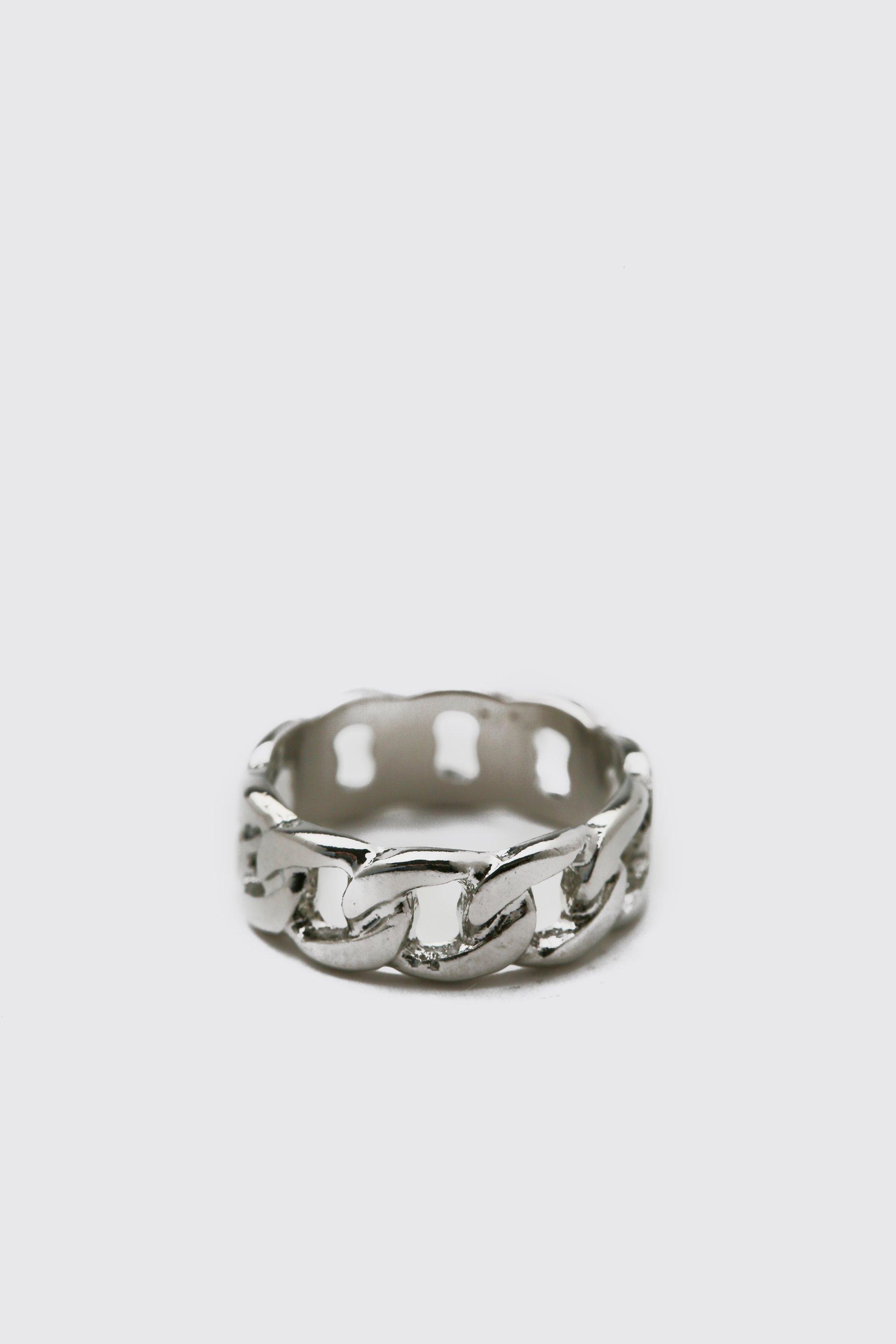 Mens Grey Mini Chain Ring, Grey
