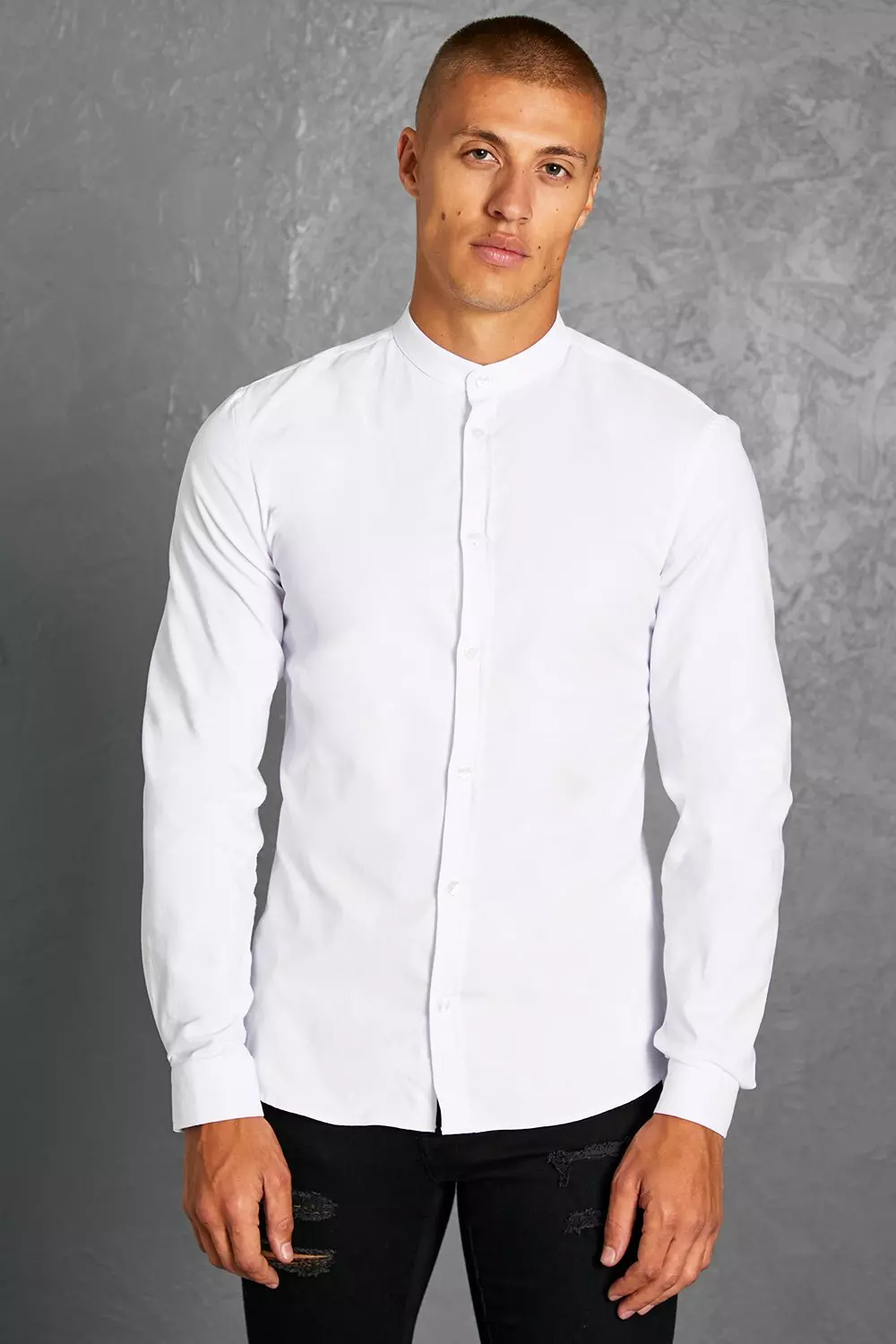 Mens white grandad store shirt