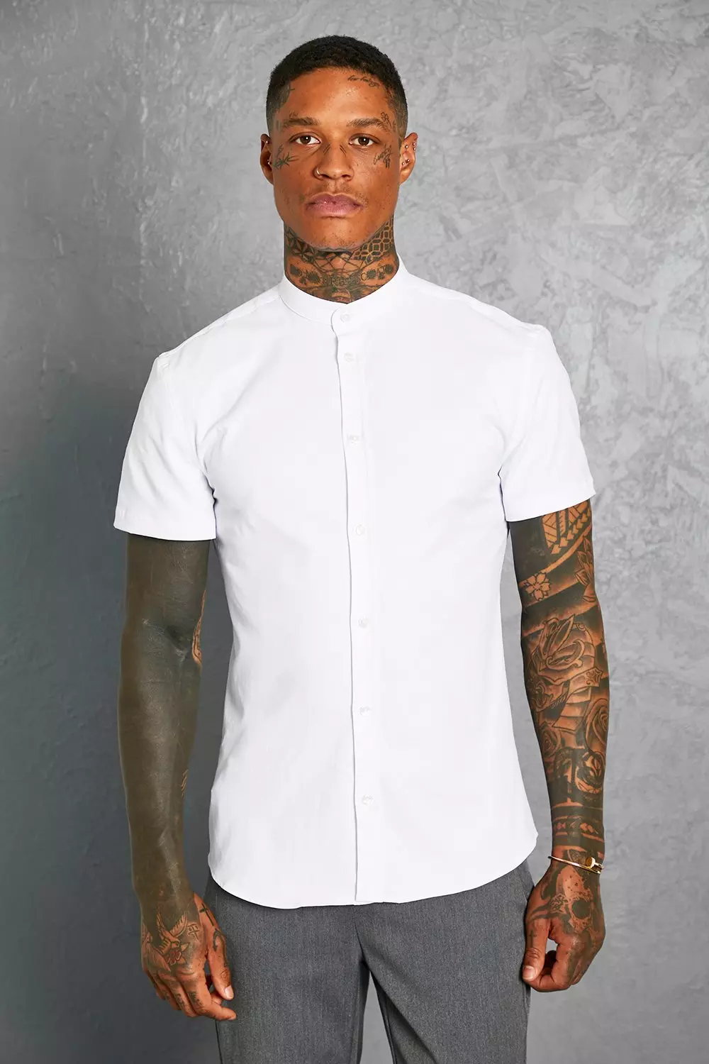 slim fit grandad shirt