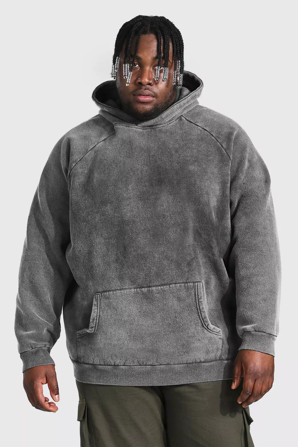 Plus Size Heavyweight Washed Raglan Hoodie