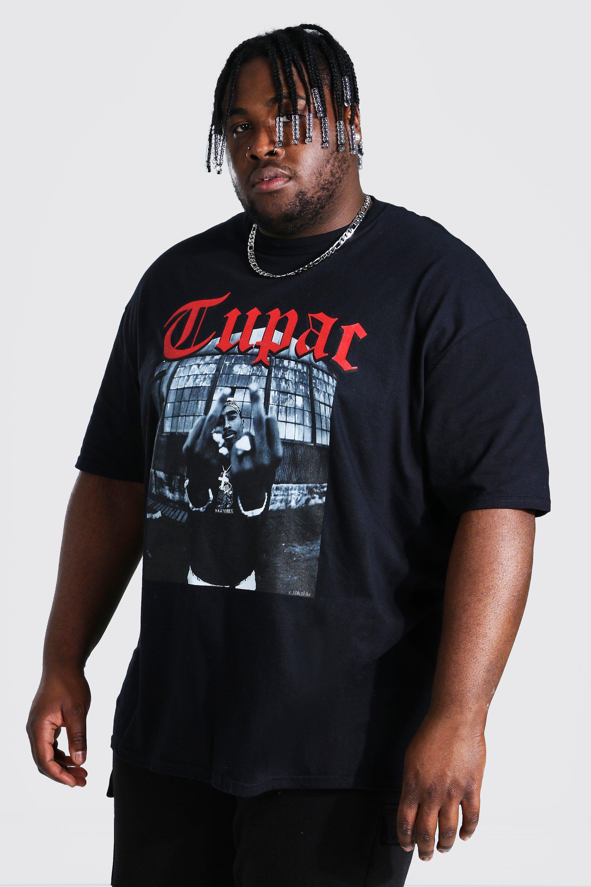 Plus Size Tupac Middle Finger License T-shirt Homme