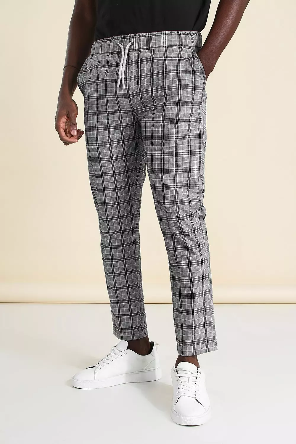 Mens skinny checked on sale joggers