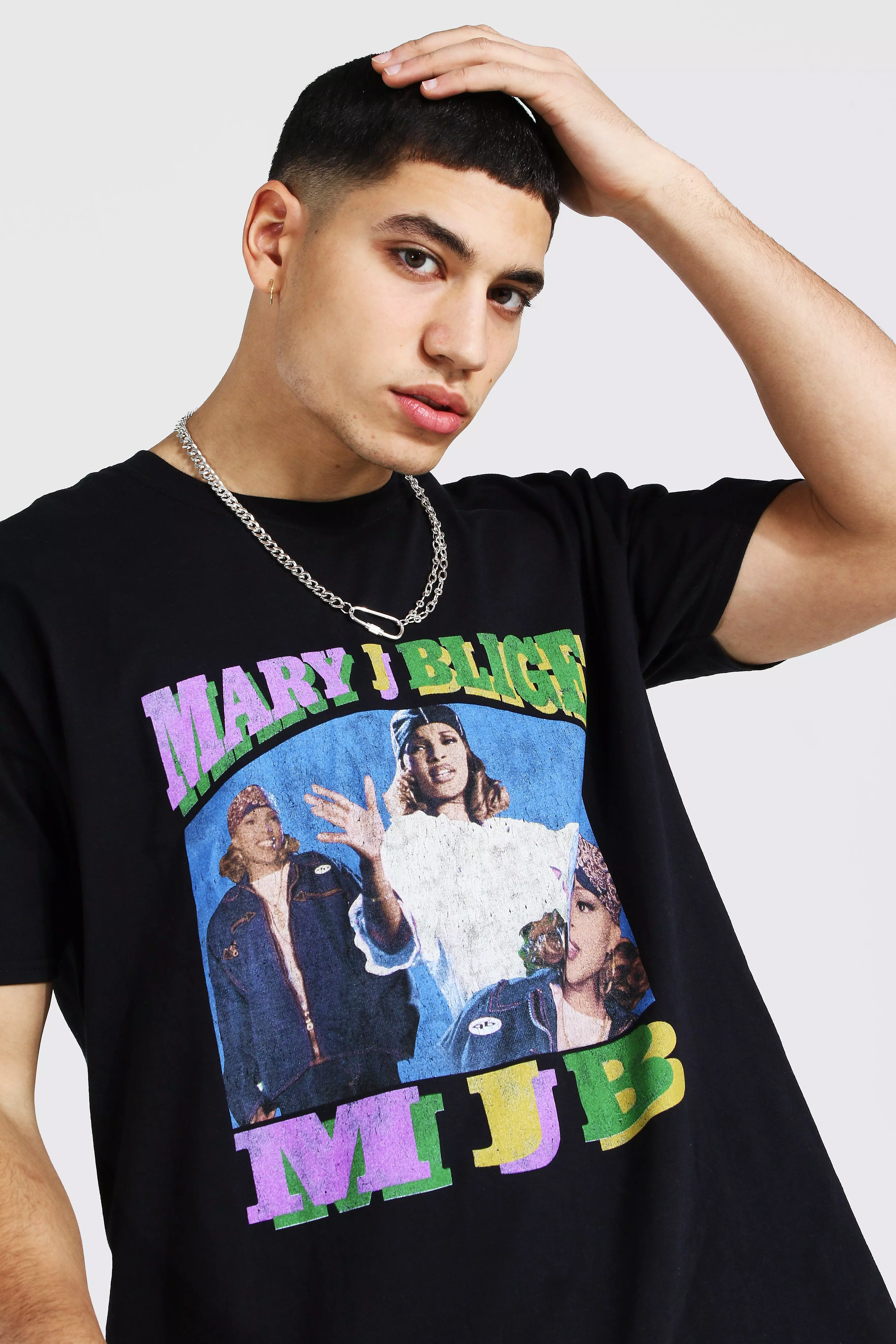 Oversized GeGelicenseerdeerd Mary J Blige T-Shirt | boohooMAN