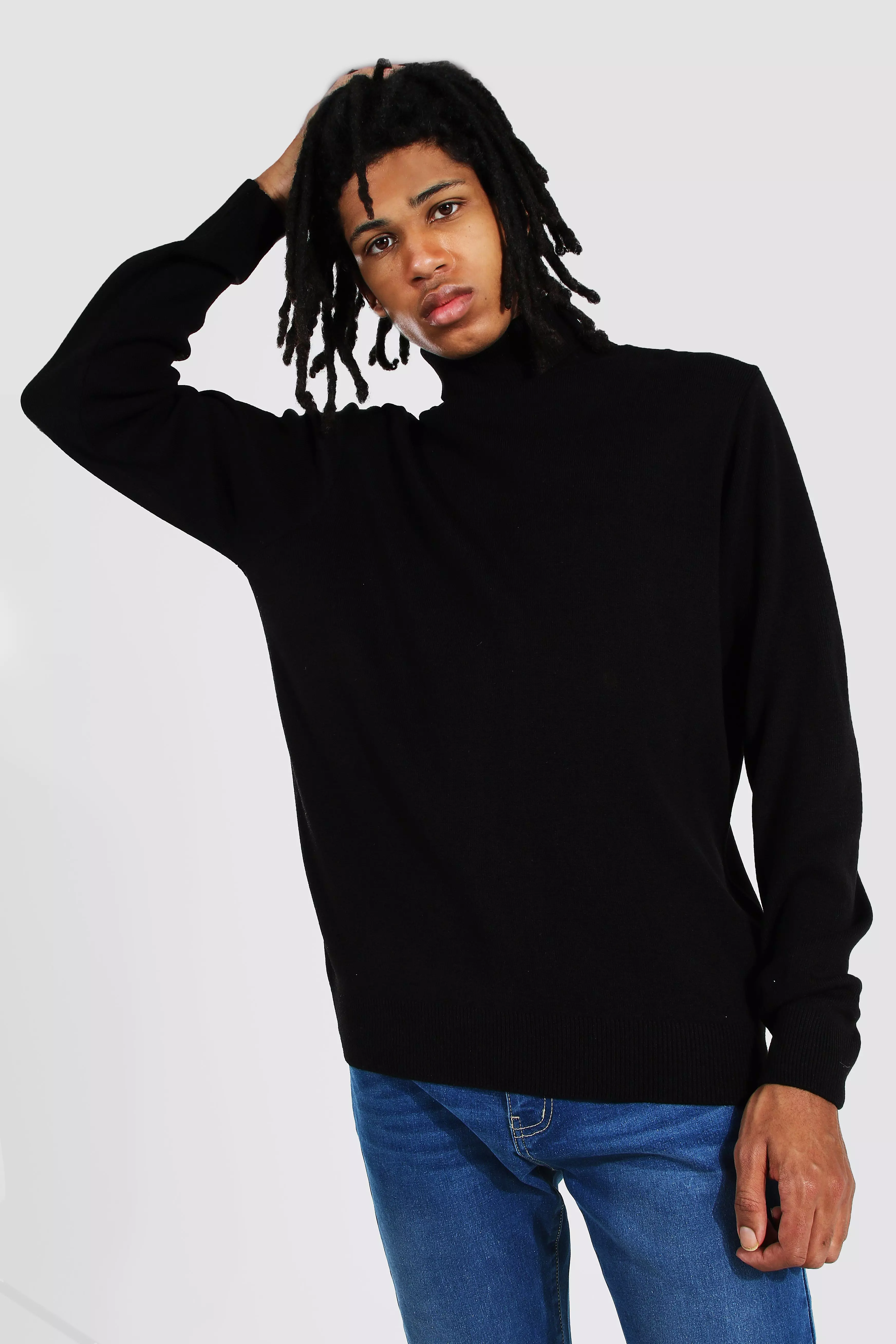 Men's Tall Turtleneck Sweater in Black