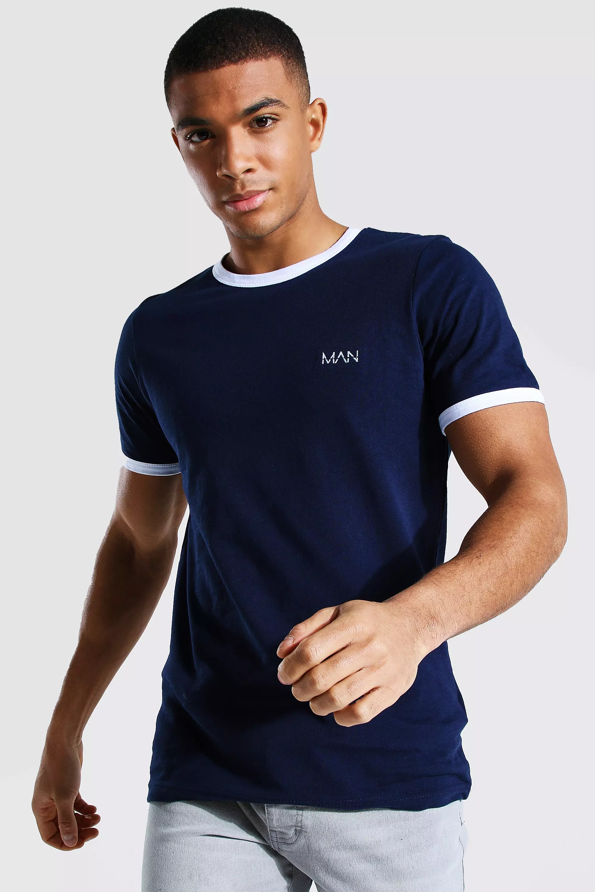 Wiskundige mate Ounce Original Man Strak T-Shirt Met Contrasterende Mouwen | boohooMAN