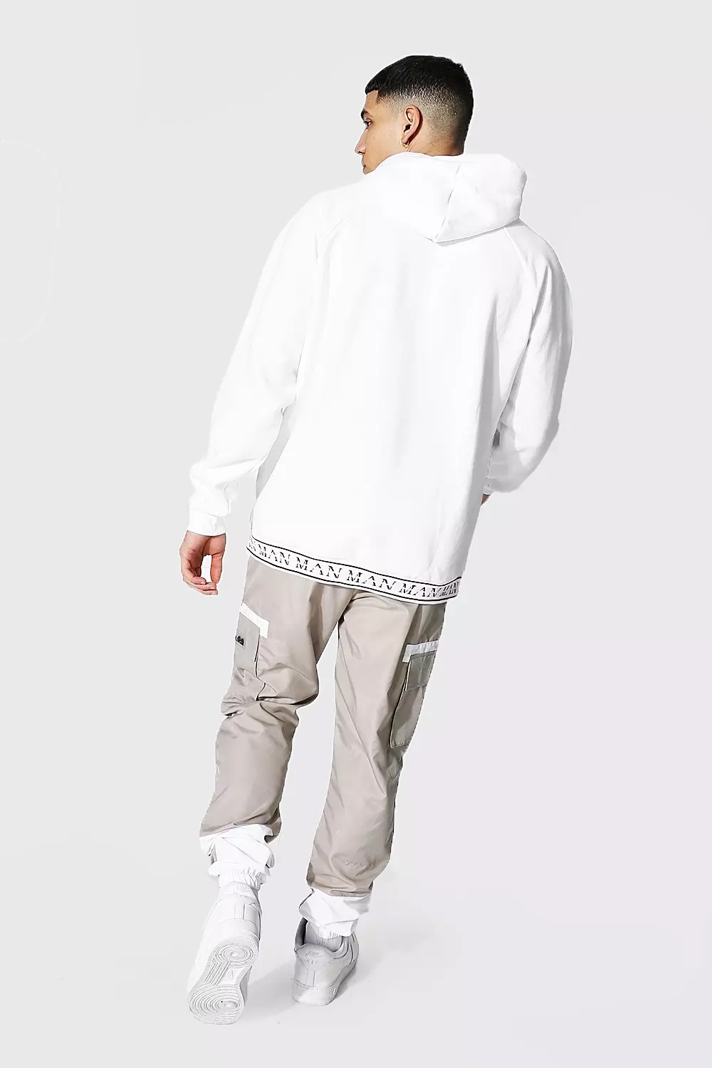 Oversized Man Jacquard Hem Hoodie boohooMAN USA