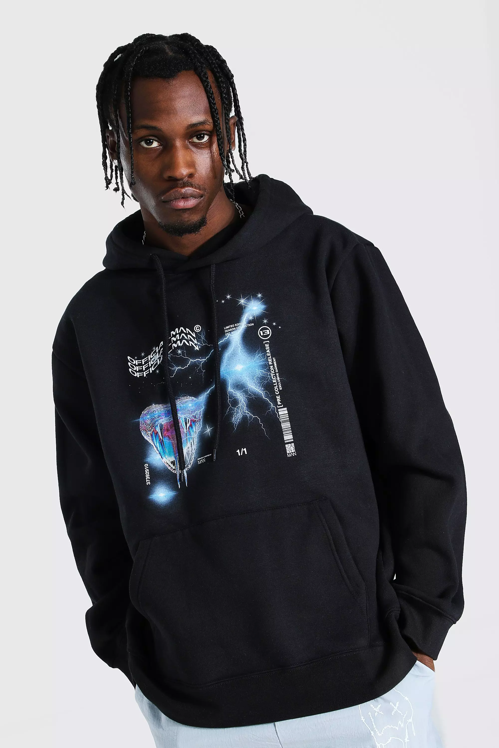 Oversized Official Man Snake Graphic Hoodie