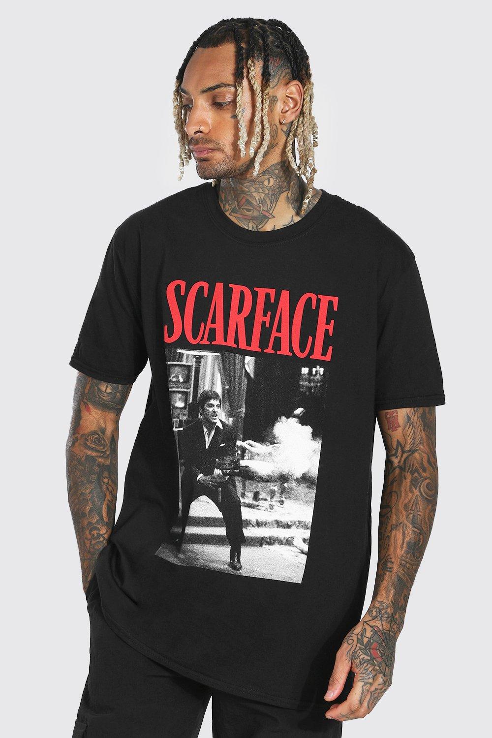 Mens Black Oversized Scarface License T-shirt, Black
