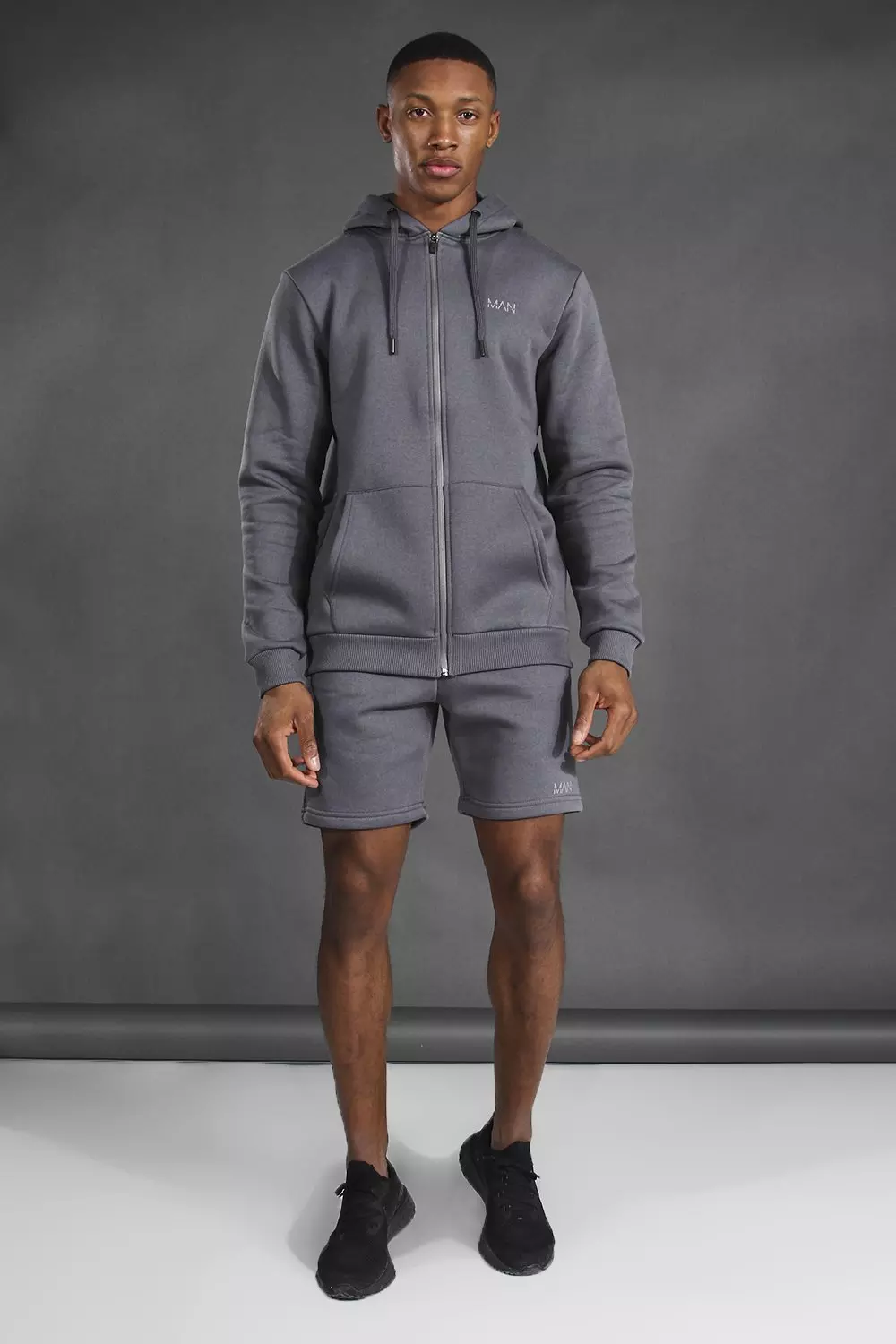 Man Active Zip Through Hoodie Short Set