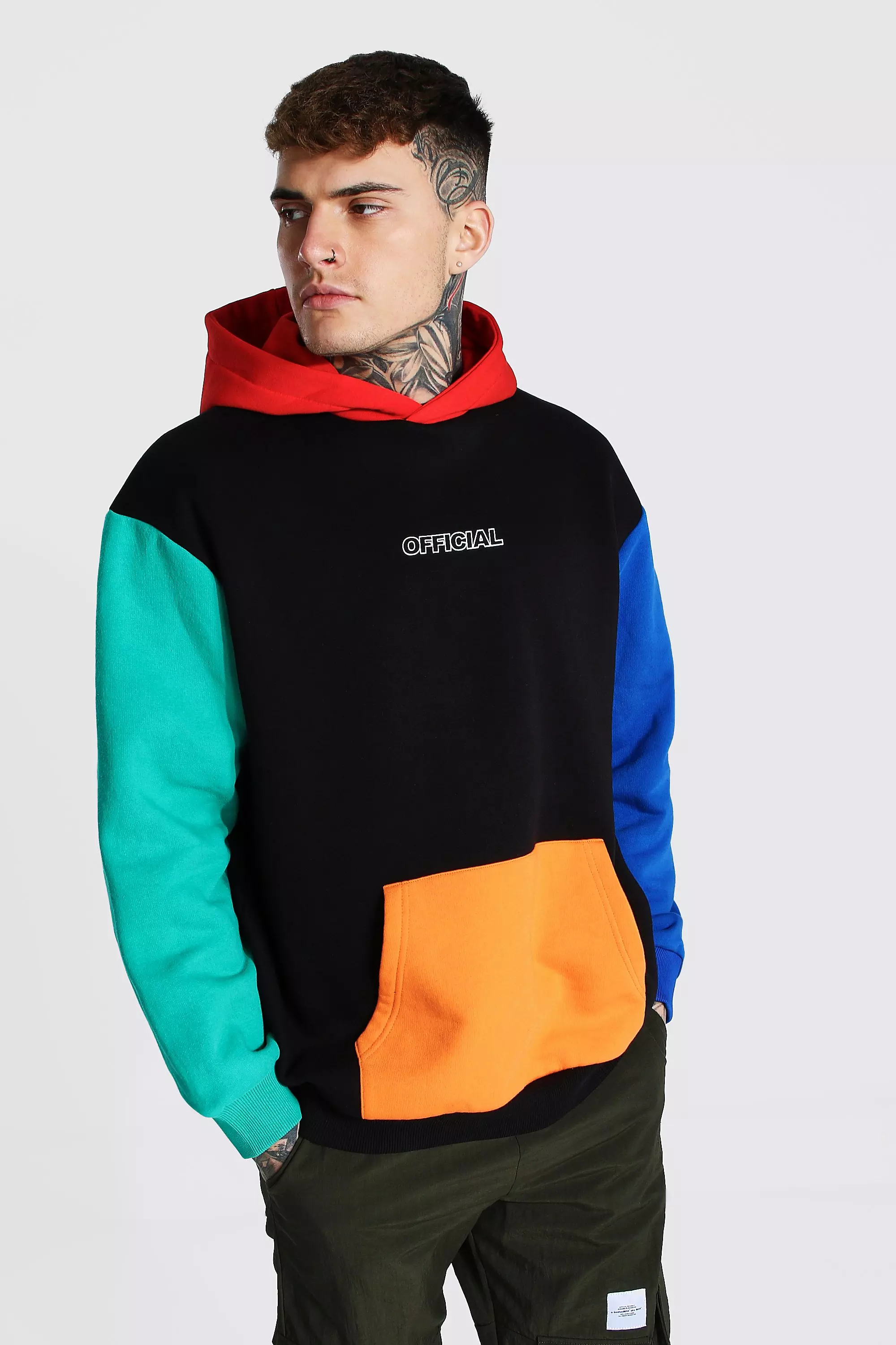 Oversized colour block hoodie hot sale