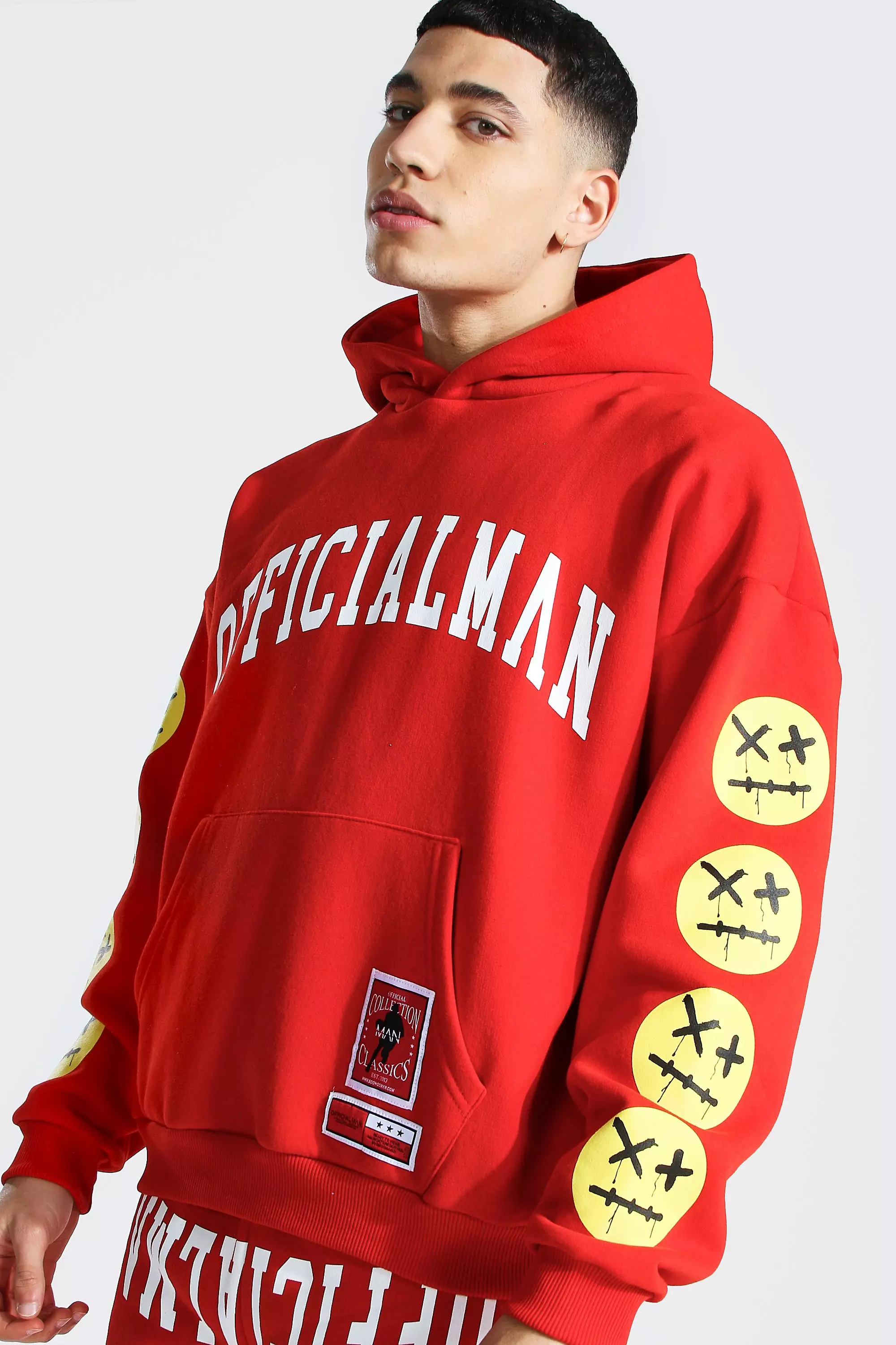 Red boohooman tracksuit hot sale