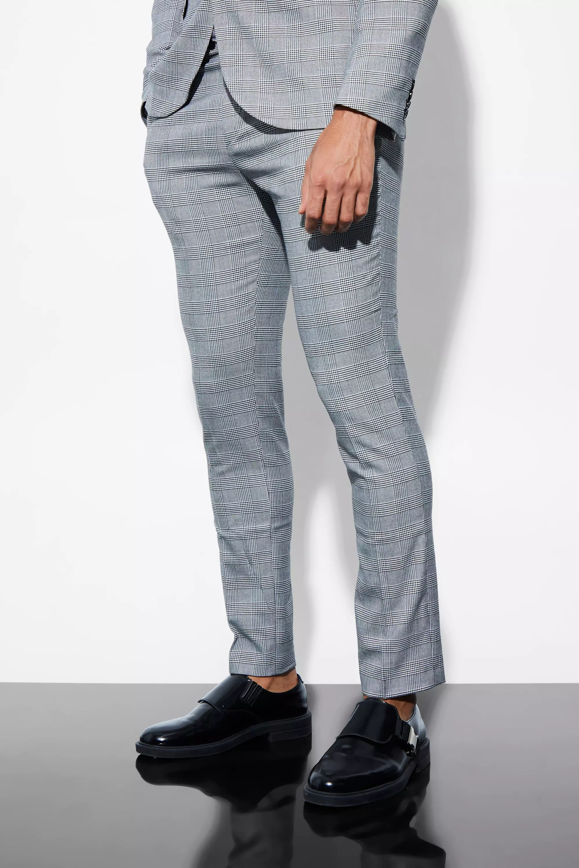 Black check best sale skinny trousers