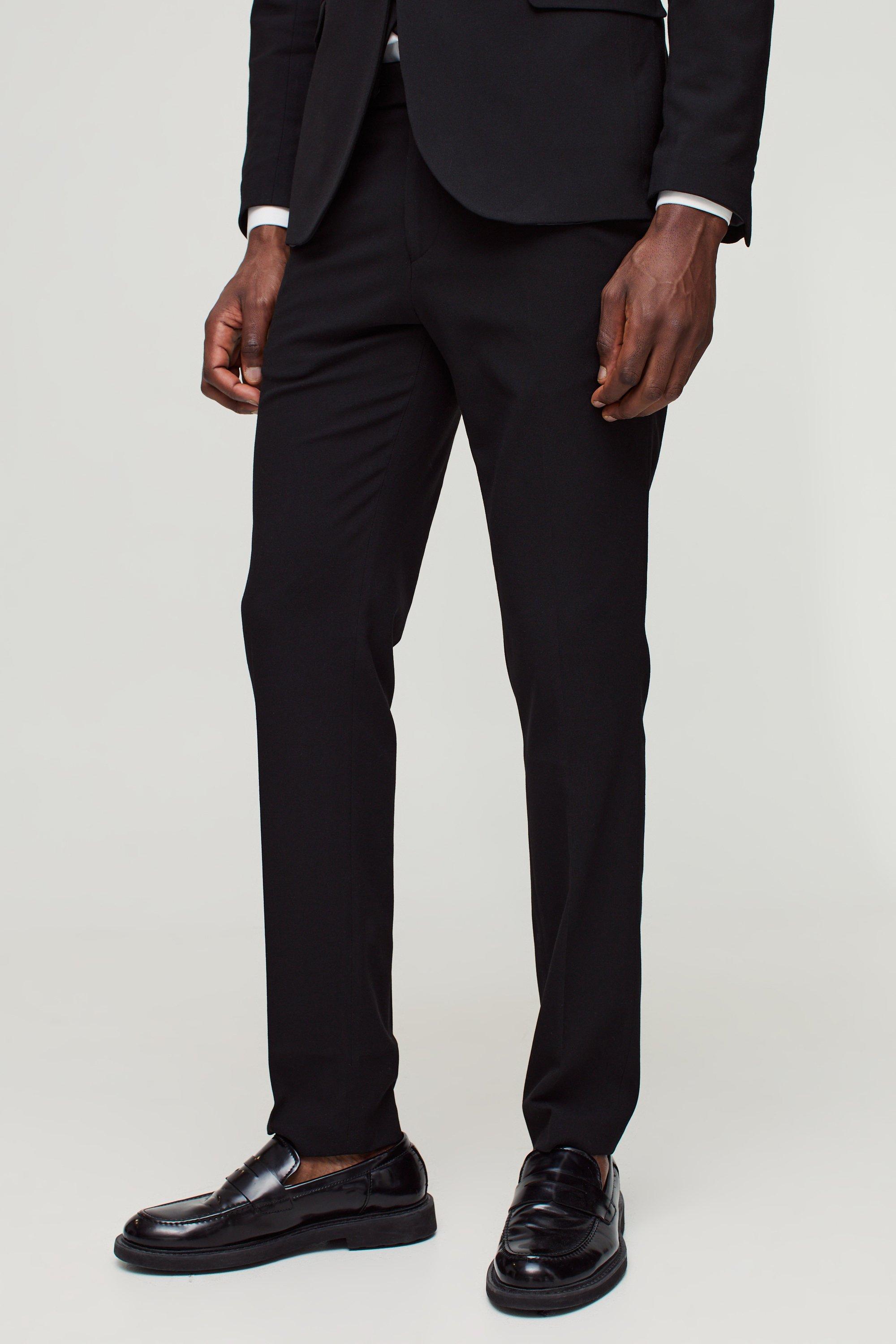 Mens Skinny Black Suit Trousers, Black