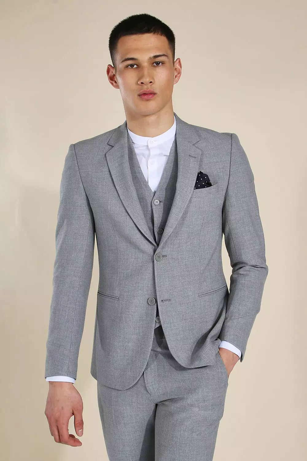 Skinny Grey Single Breasted Jacket | boohooMAN USA