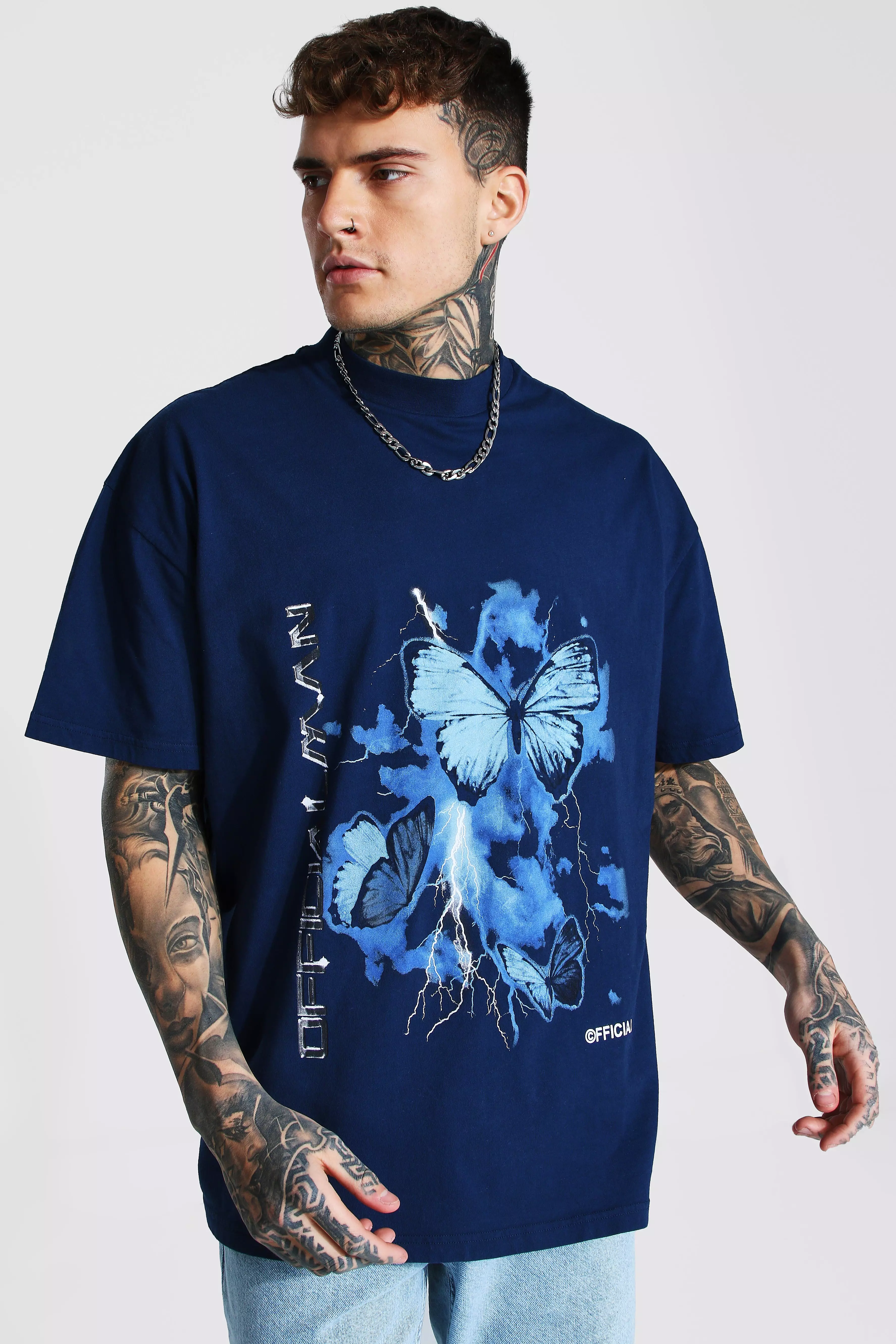 Oversized Extended Neck Graphic T-shirt | boohooMAN USA