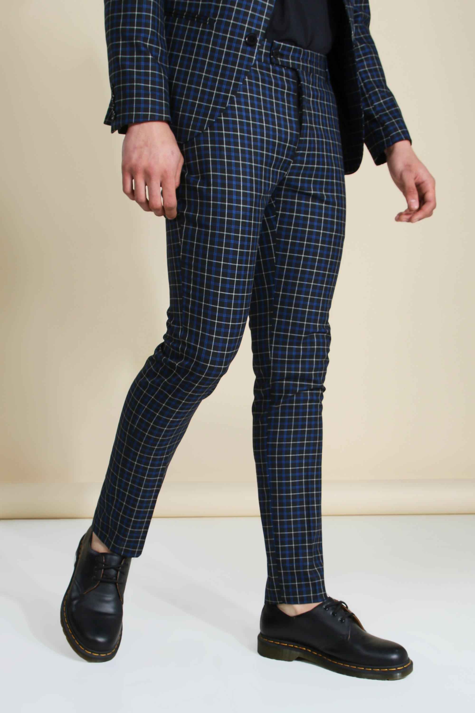 navy plaid pants mens