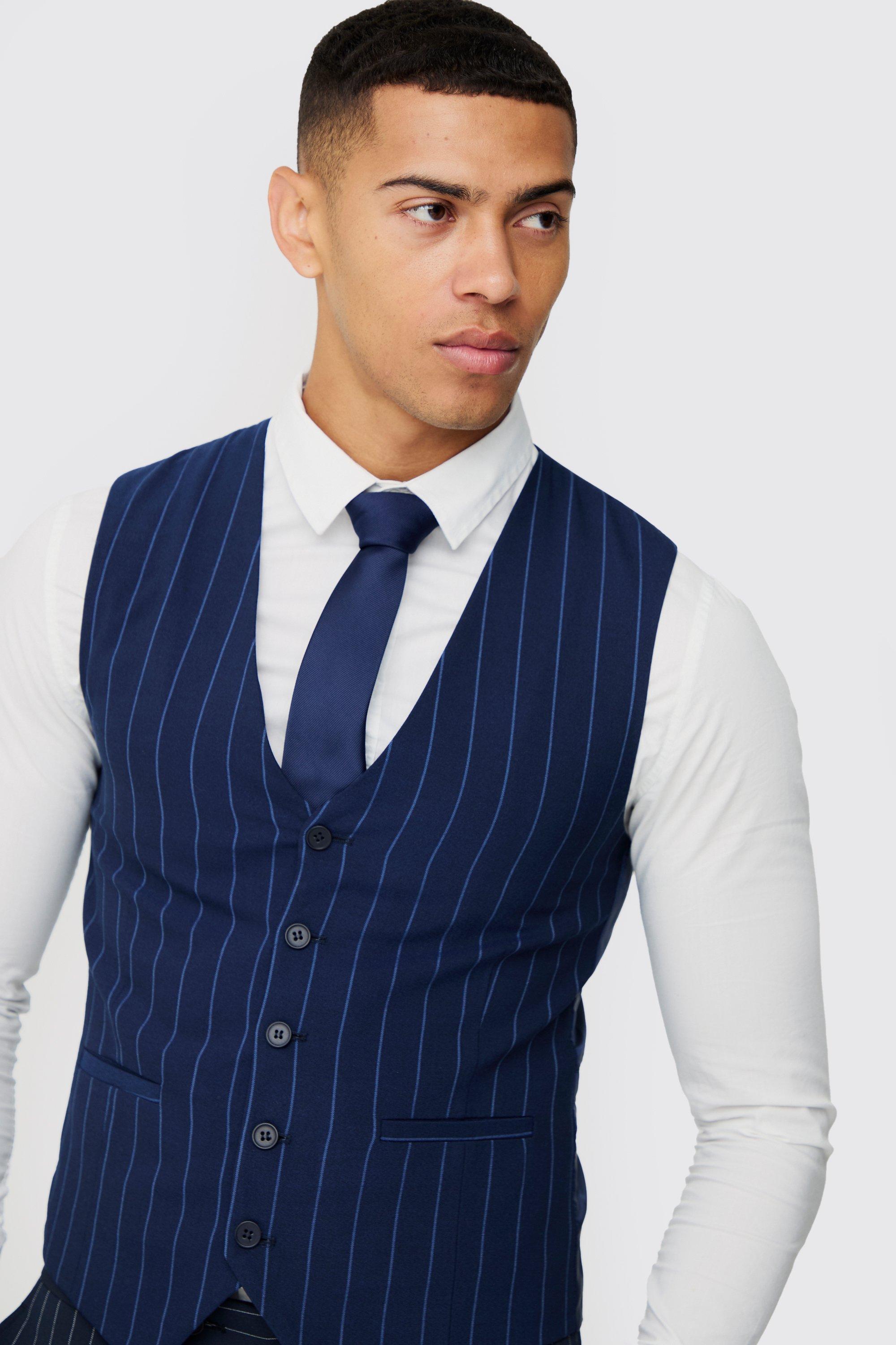 navy pinstripe vest