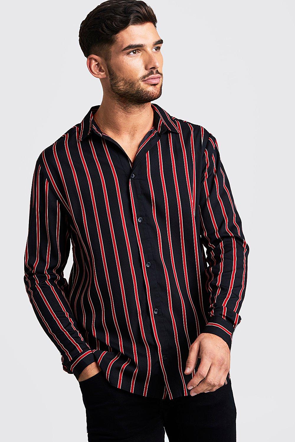 red black striped shirt