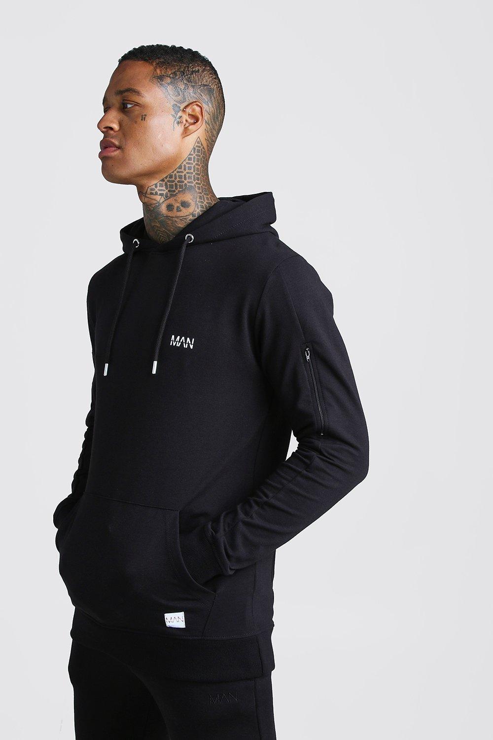 muscle fit hoodie black